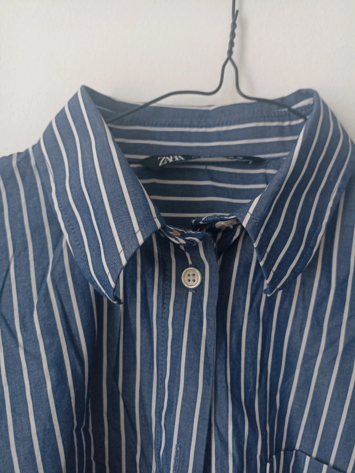 Chemise Zara rayée bleu & blanc 100% coton Taille M Très bon état – Zara – taille M 4