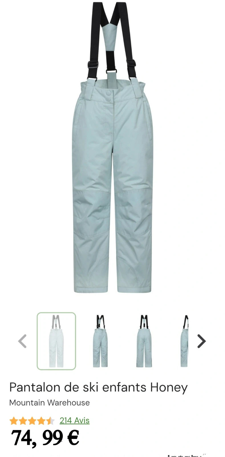 Pantalon de Ski Enfant Gris Mountain Warehouse Taille 11/12 ans – Warehouse – taille 11 ans / 146 cm 2