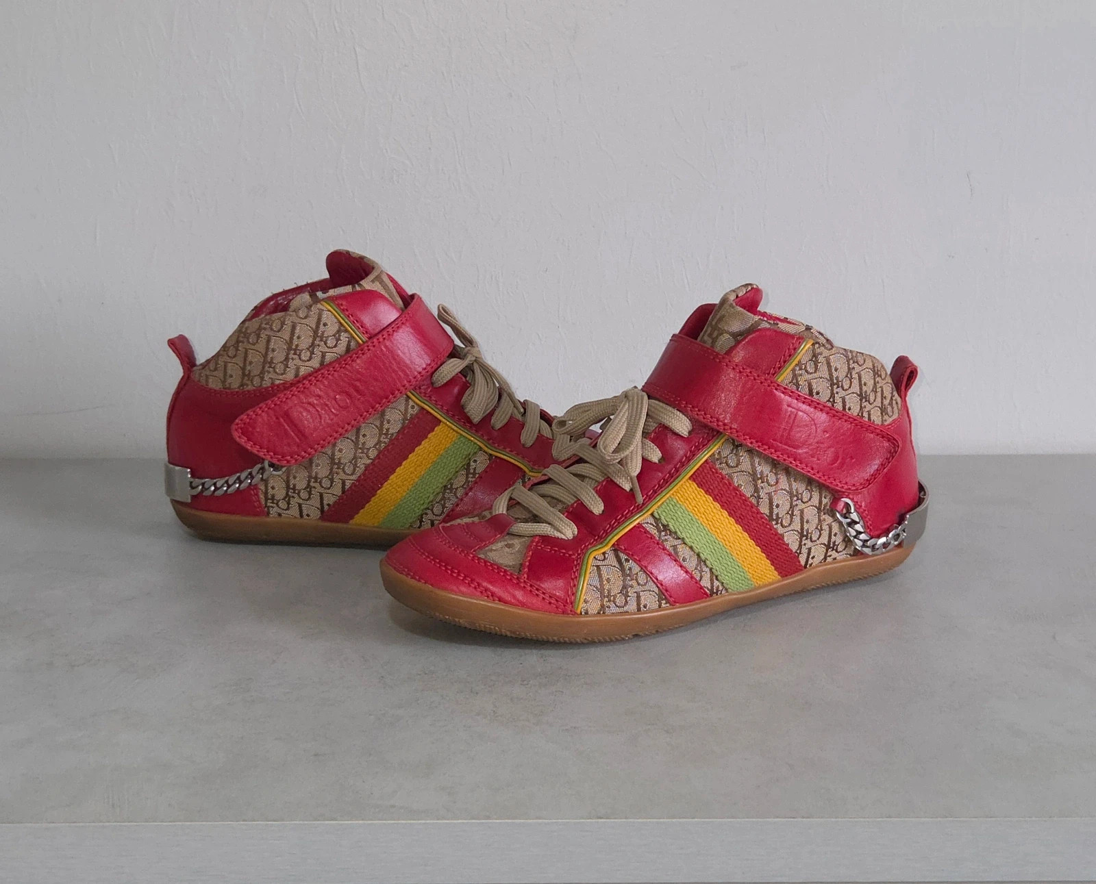 Sneakers basket Christian dior époque john Galliano vintage Rasta taille 35,5 taille 36 – Christian Dior – taille 36 5