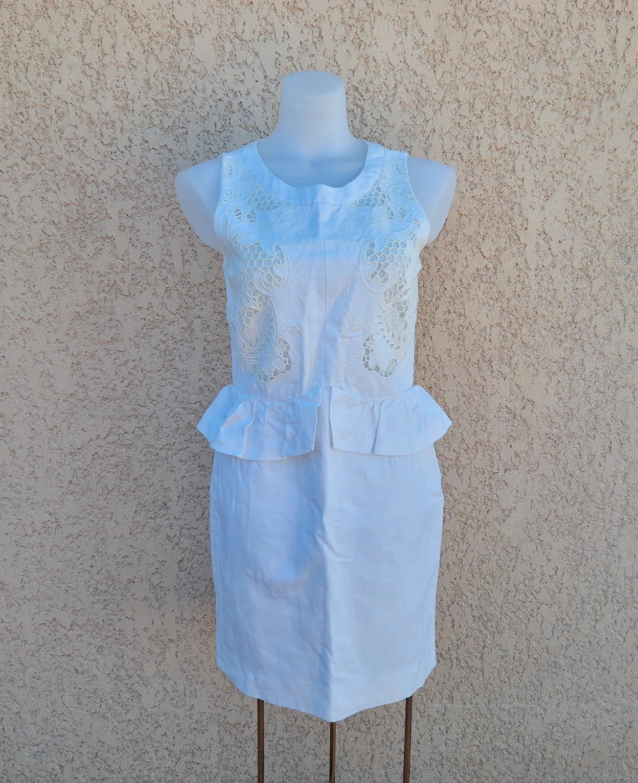 Robe mis longue sandro cintré volants détails brodé dentelle taille M 38