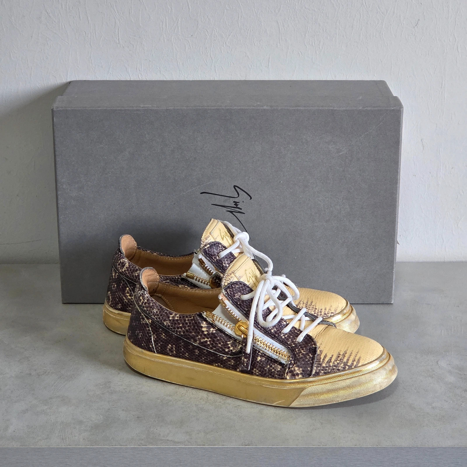 Sneakers basket trainers Giuseppe zanotti taille 37 or doré marron cuir – Giuseppe Zanotti – taille 37 2