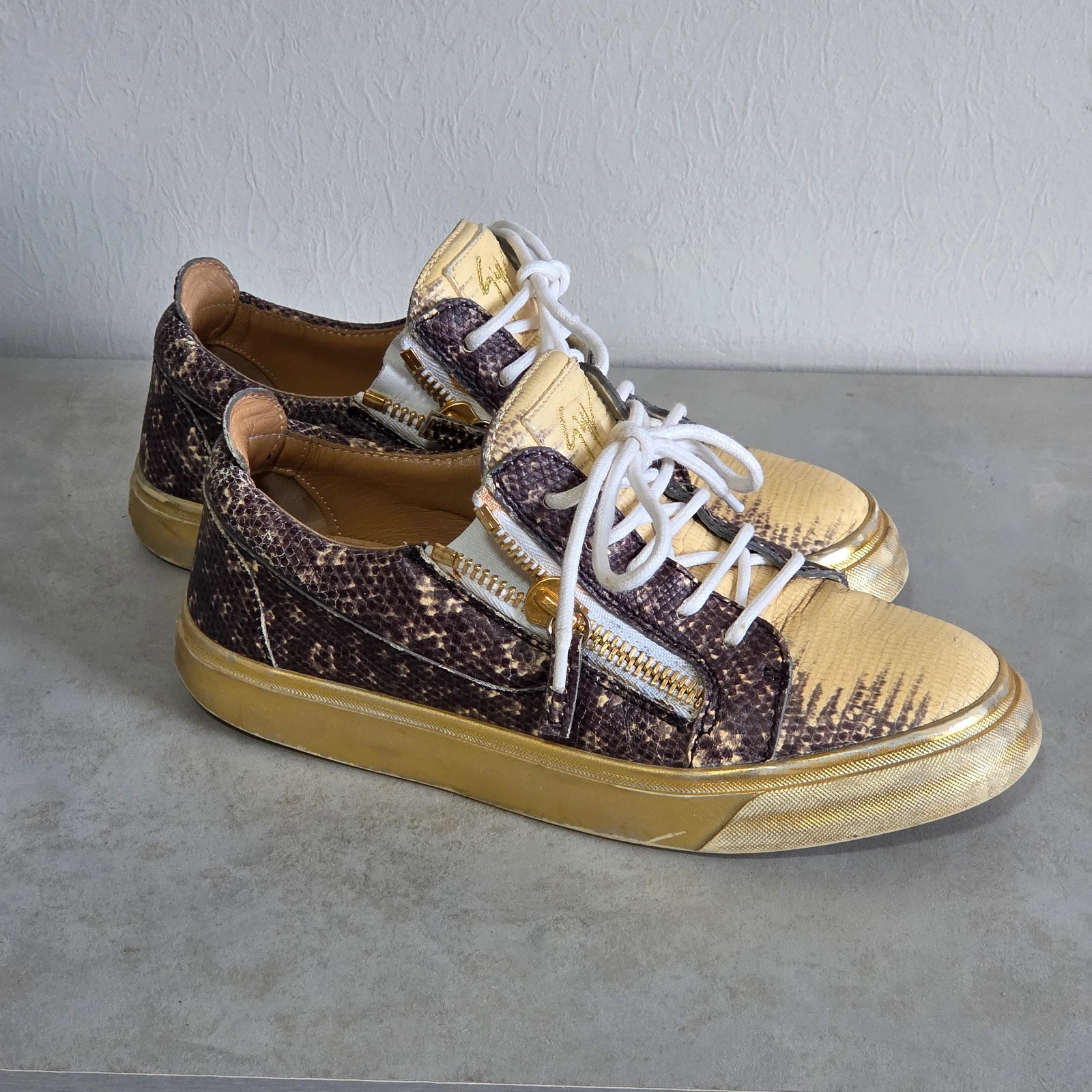 Sneakers basket trainers Giuseppe zanotti taille 37 or doré marron cuir – Giuseppe Zanotti – taille 37 5