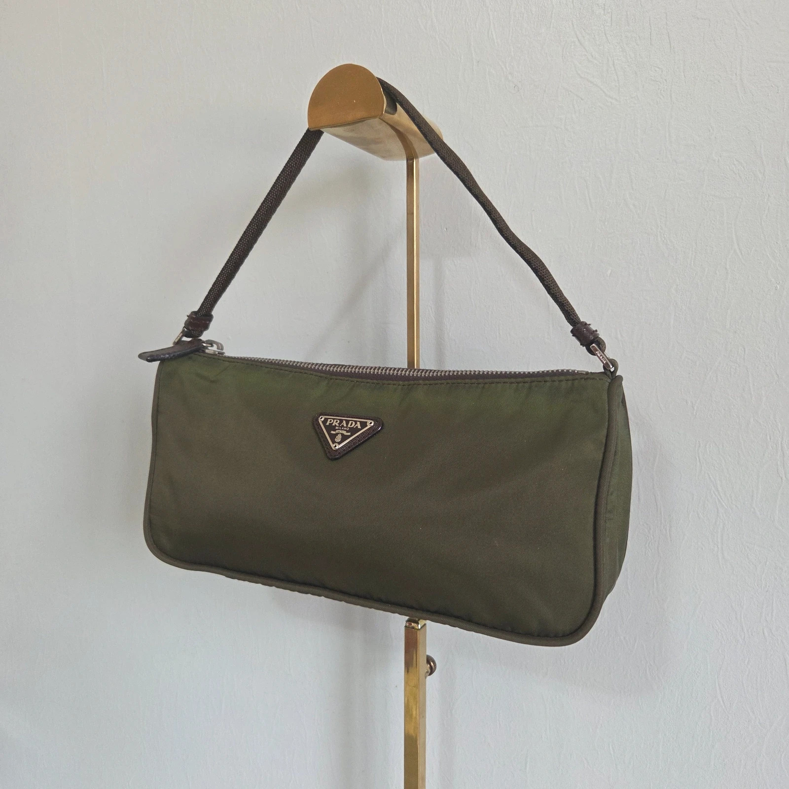 Mini bag baguette prada tessuto vert kaki – Prada 4