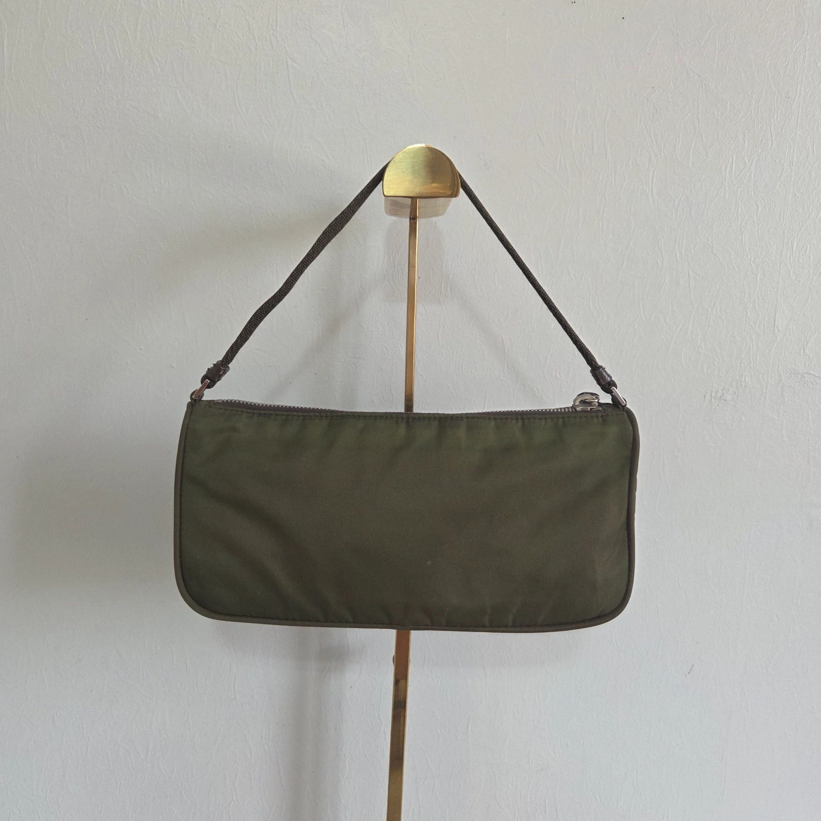 Mini bag baguette prada tessuto vert kaki – Prada 5