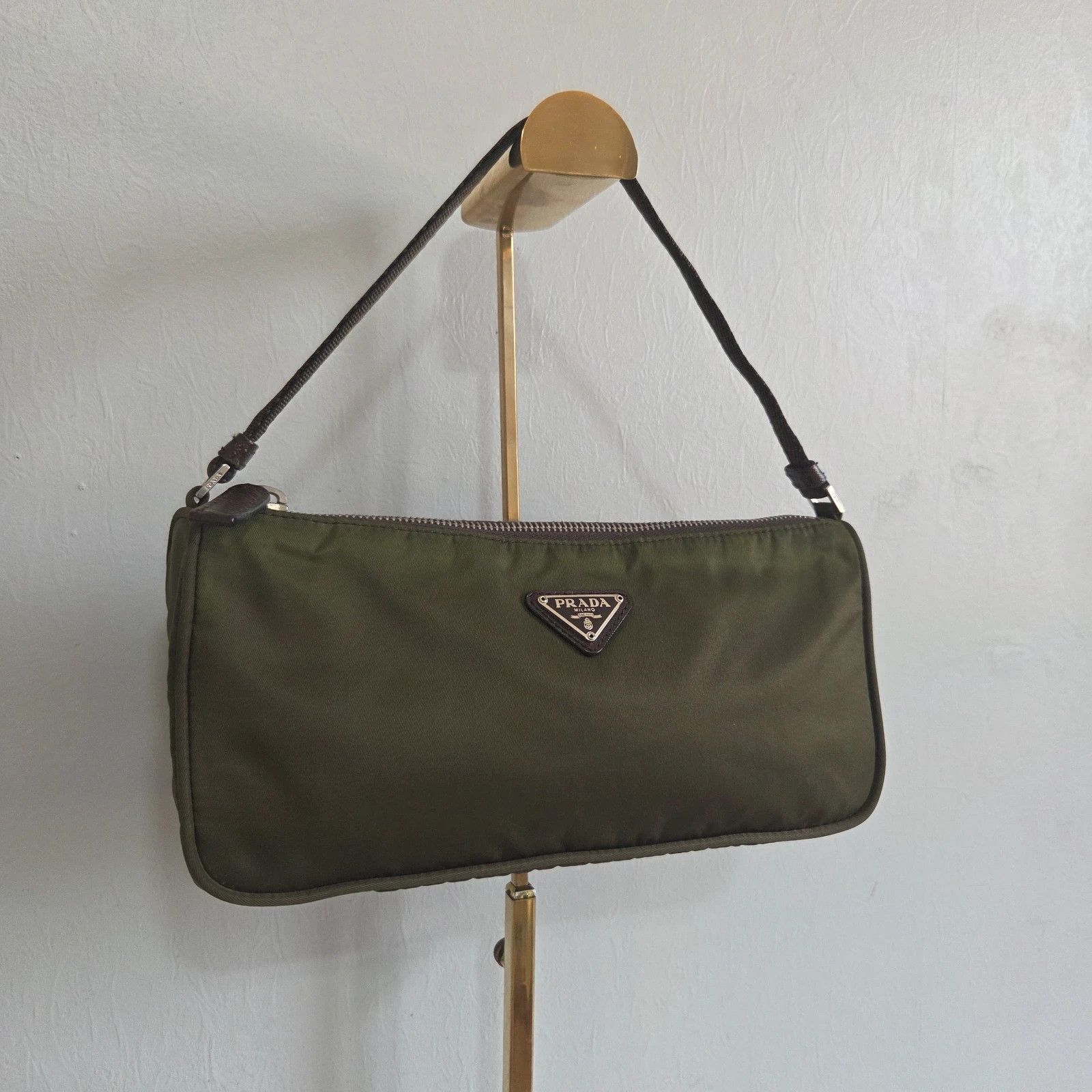 Mini bag baguette prada tessuto vert kaki – Prada 2