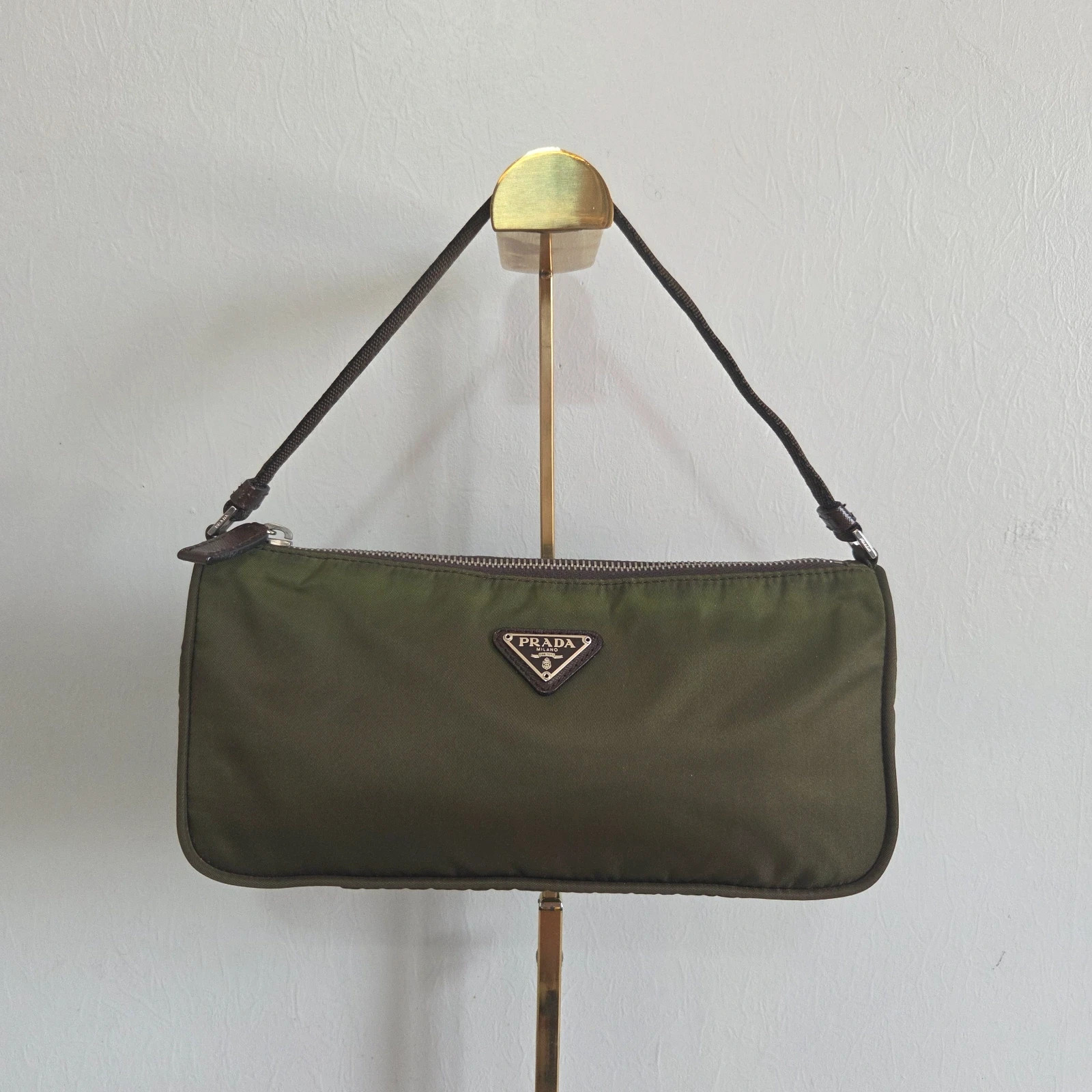 Mini bag baguette prada tessuto vert kaki – Prada 3