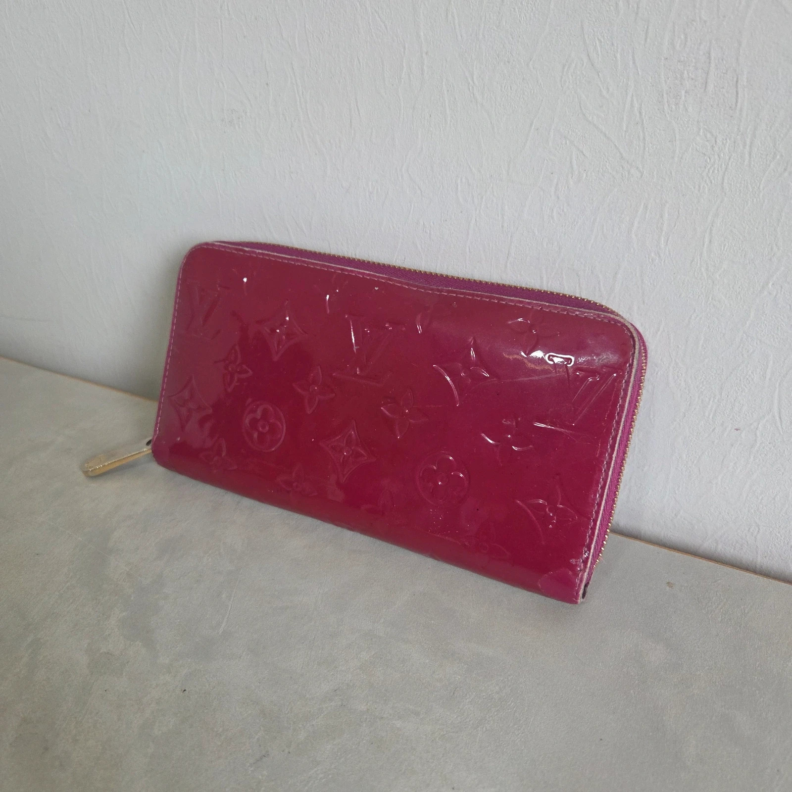 Porte monnaie porte feuille wallet Louis vuitton cuir vernis fuchia fuchsia framboise vintage – Louis Vuitton 4
