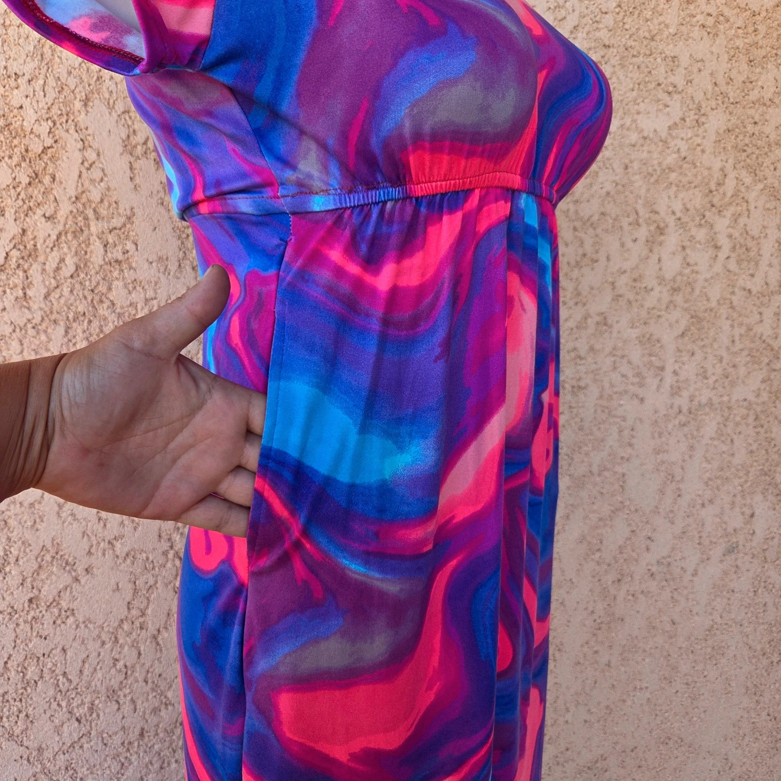 Robe longue motif violet rose taille S – Vintage Dressing – taille S / 36 / 8 3