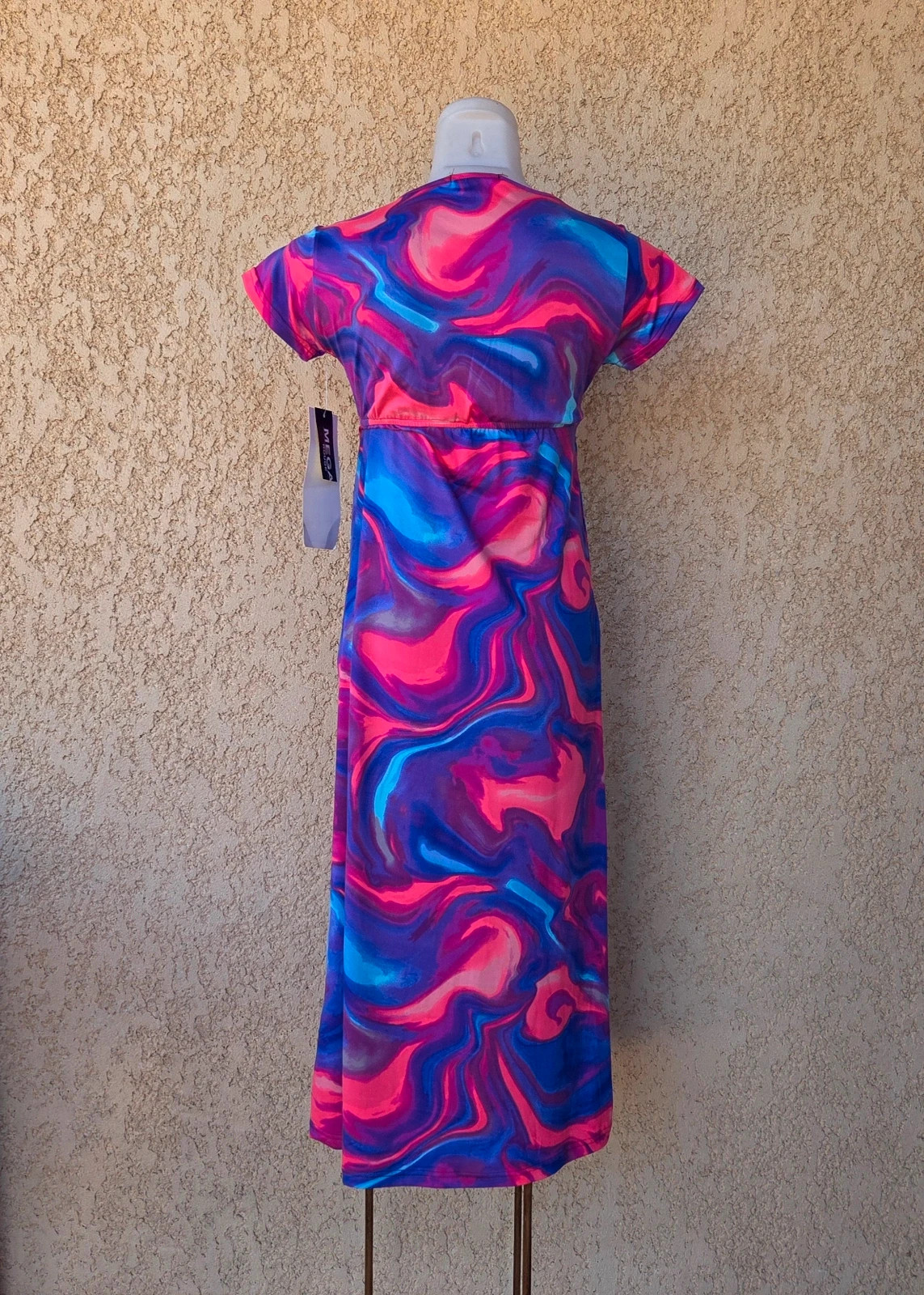Robe longue motif violet rose taille S – Vintage Dressing – taille S / 36 / 8 4