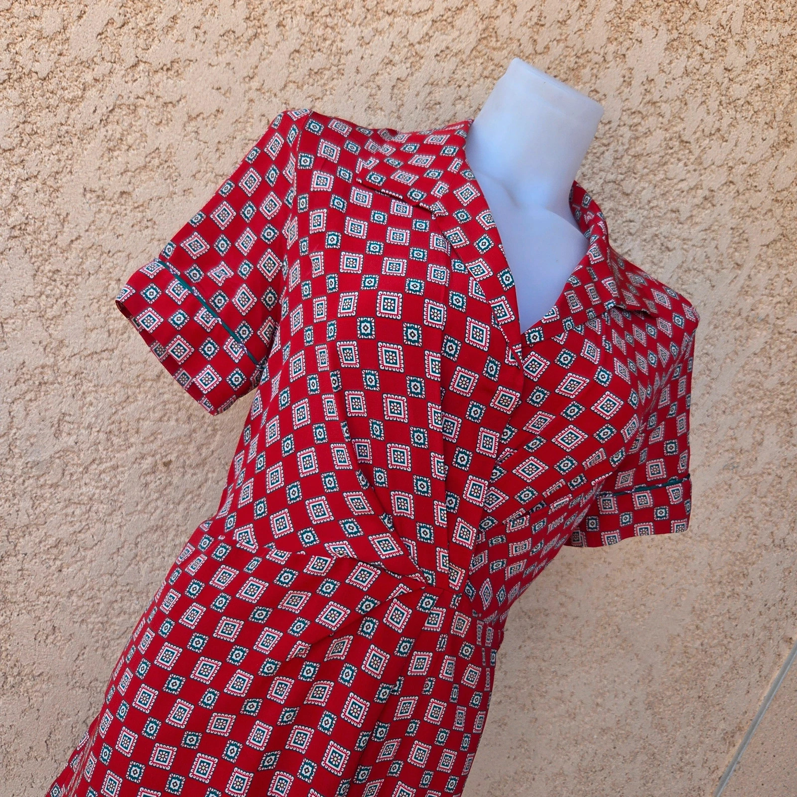 Robe sandro rouge a motif cintré évasé taille 36 – Sandro – taille S / 36 / 8 3