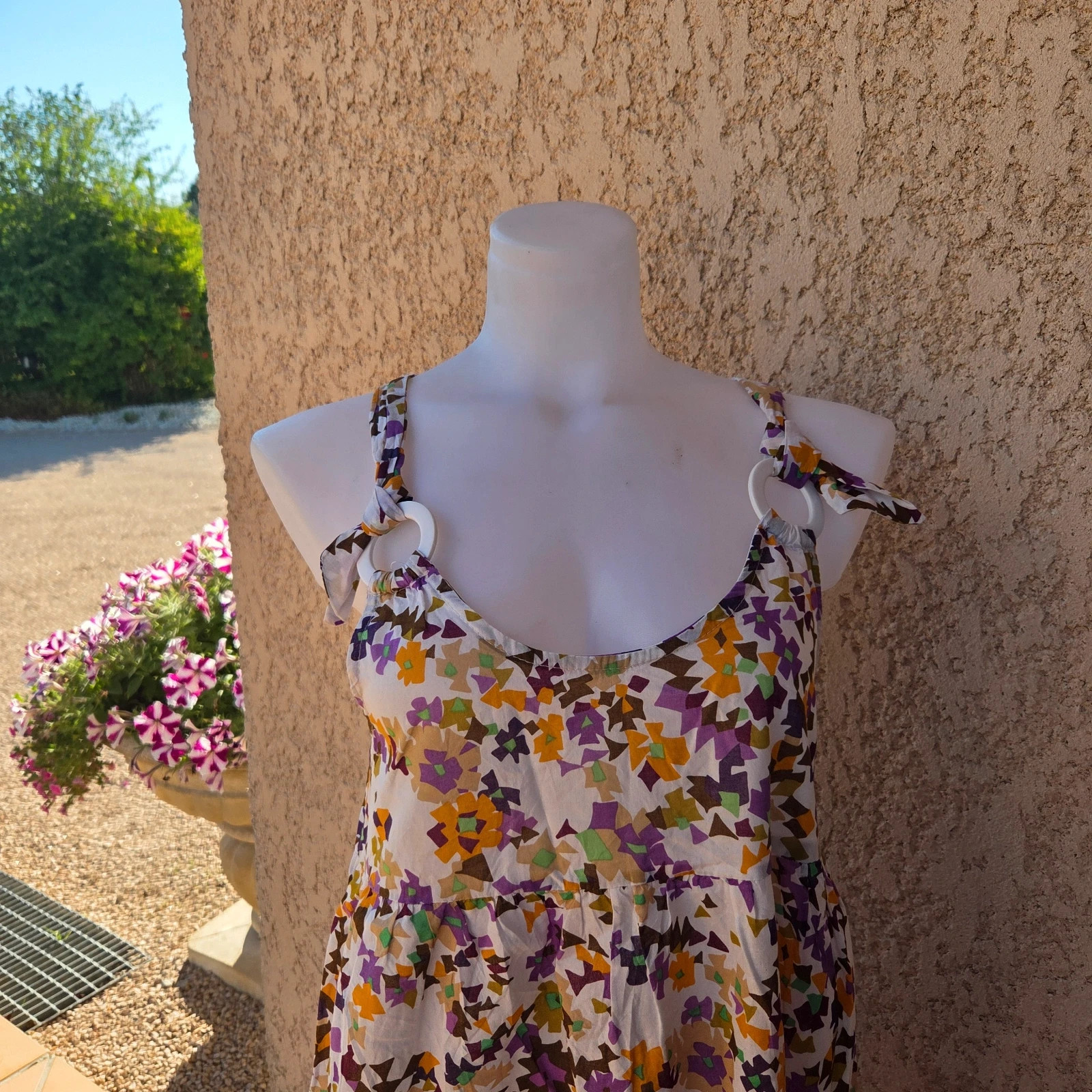 Robe mi longue maje taille S style ballon fleur floral multicolore – Maje – taille S / 36 / 8 3