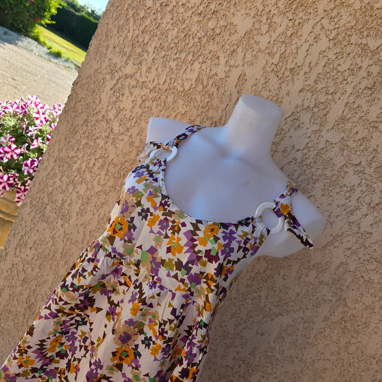Robe mi longue maje taille S style ballon fleur floral multicolore – Maje – taille S / 36 / 8 5