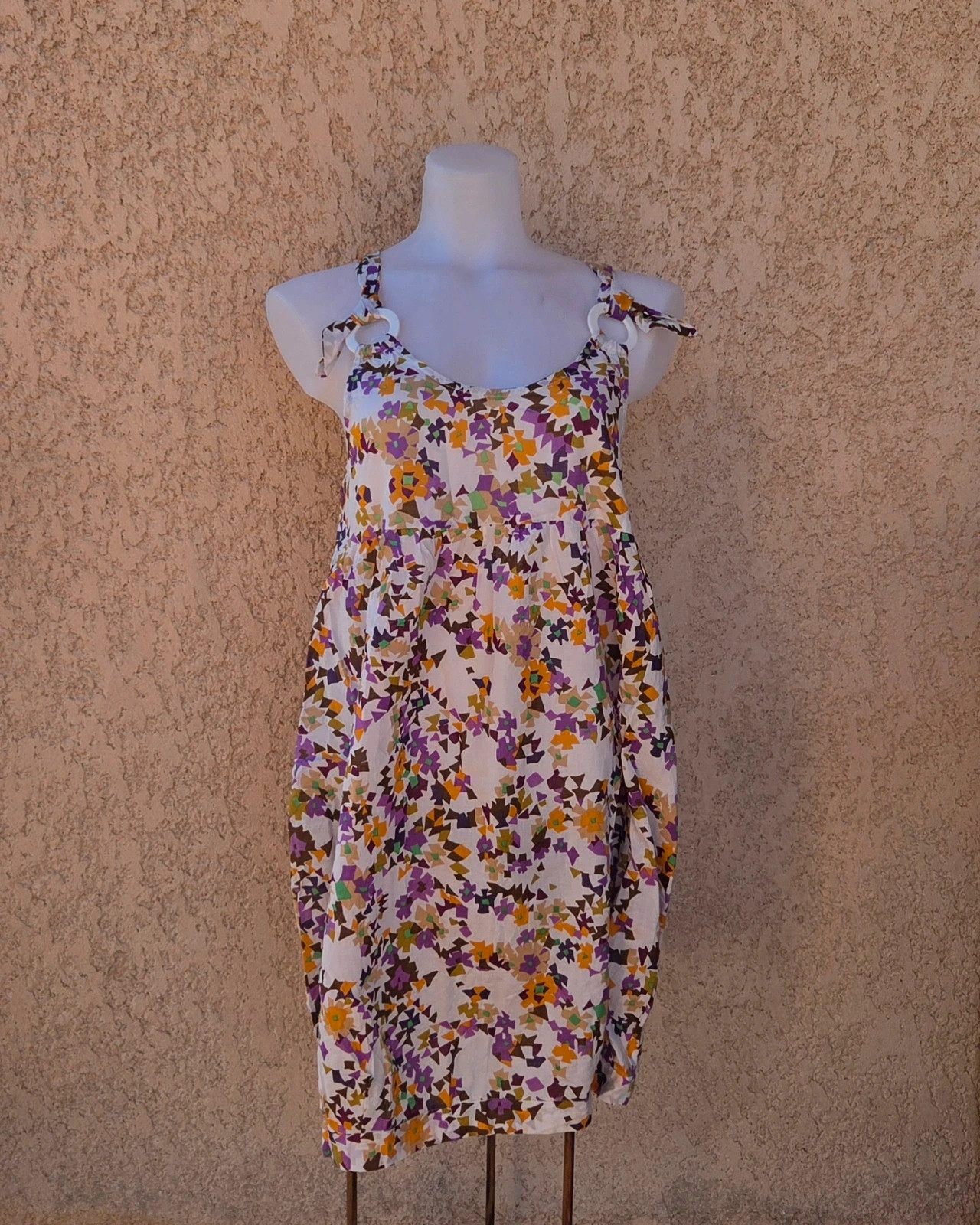 Robe mi longue maje taille S style ballon fleur floral multicolore