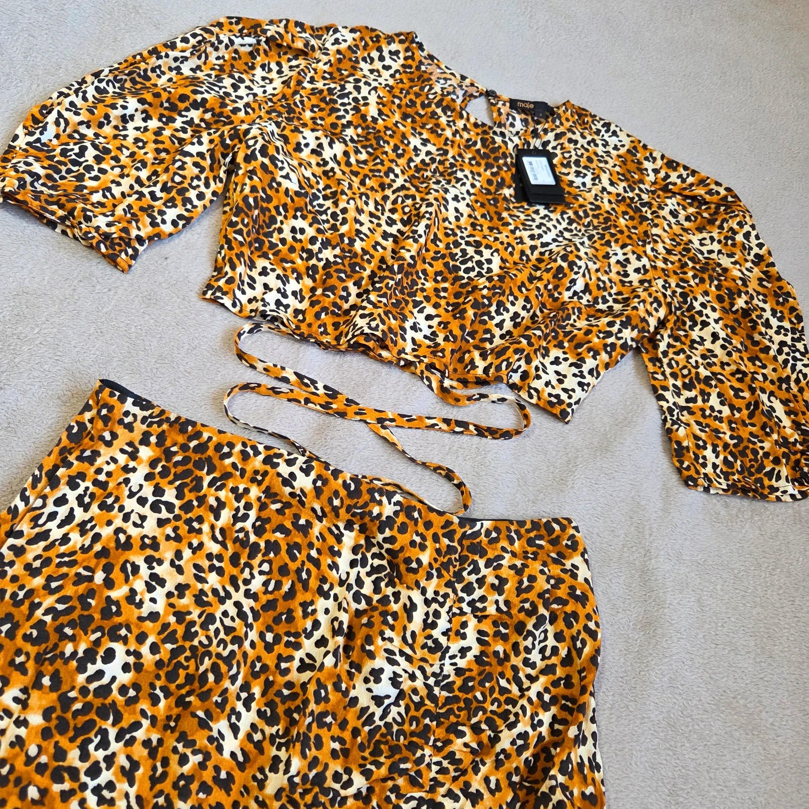 Ensemble 2 pièces maje léopard jupe longue taille L 40 – Maje – taille L / 40 / 12 2