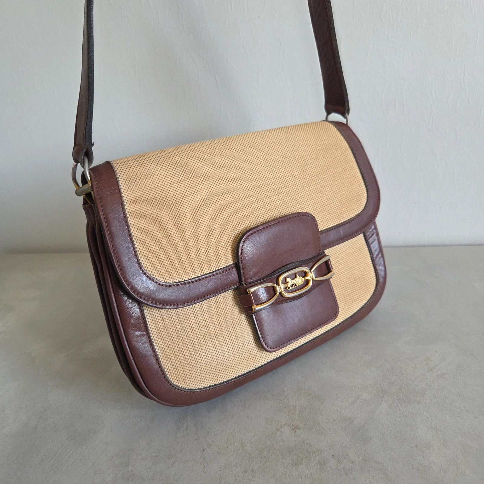 Sac a main bandoulière Céline vintage beige marron – CELINE 5
