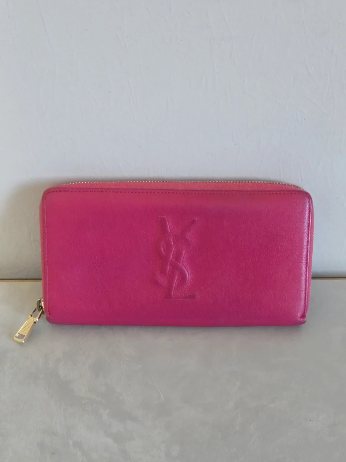 Porte monnaie porte feuille wallet porte carte Yves Saint laurent rose fuchia