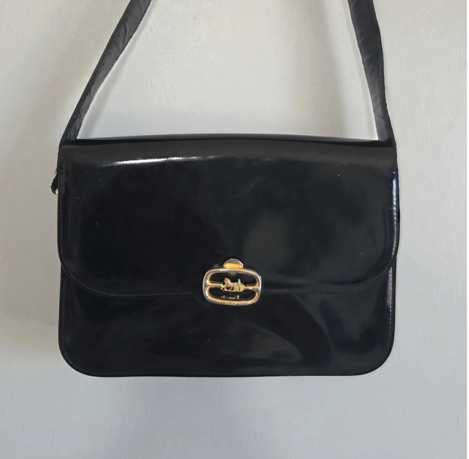 Sac a main Vintage cuir vernis noir Céline – CELINE 2