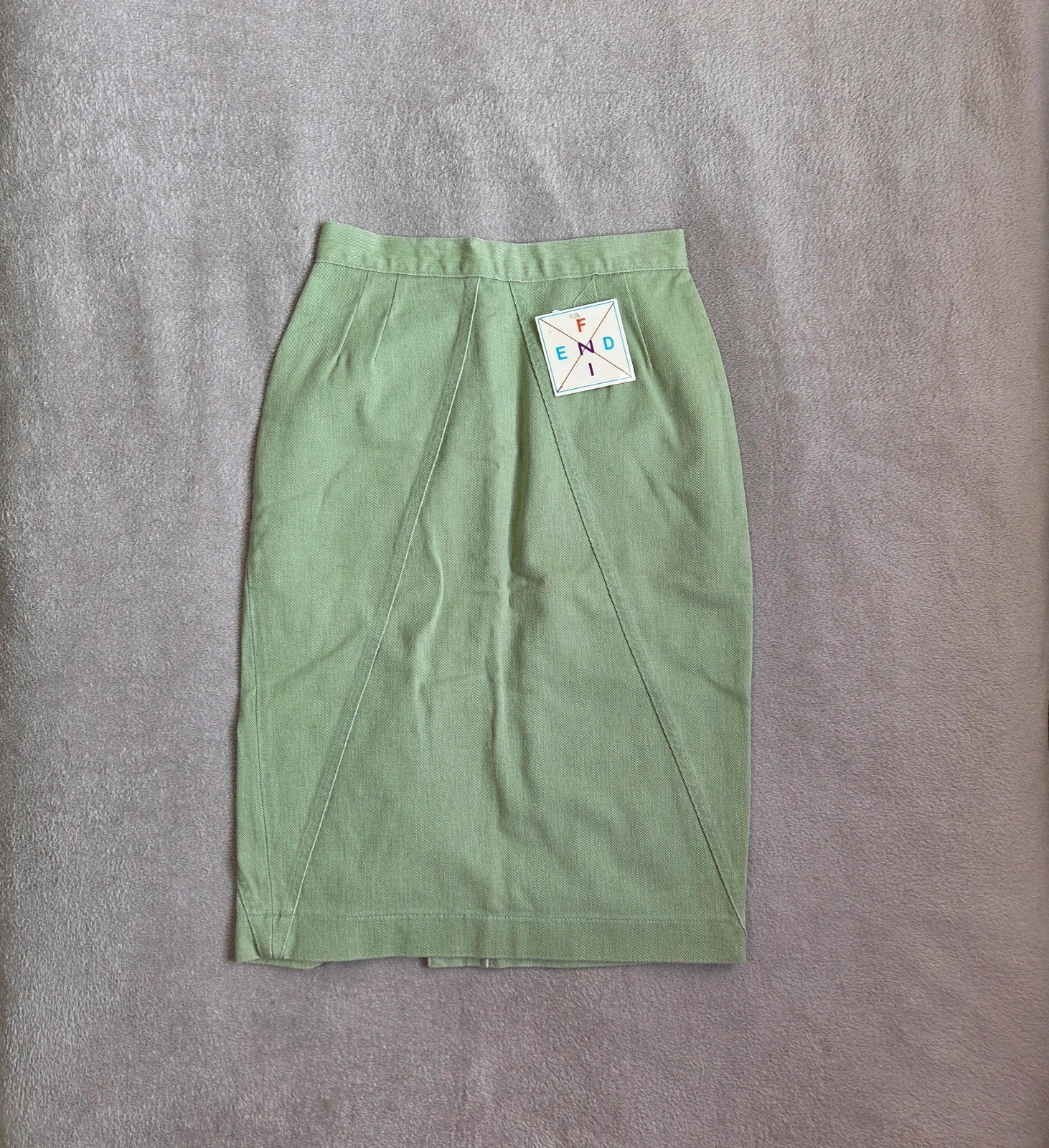 Jupe longue jeans denim vert clair menthe Fendi taille M