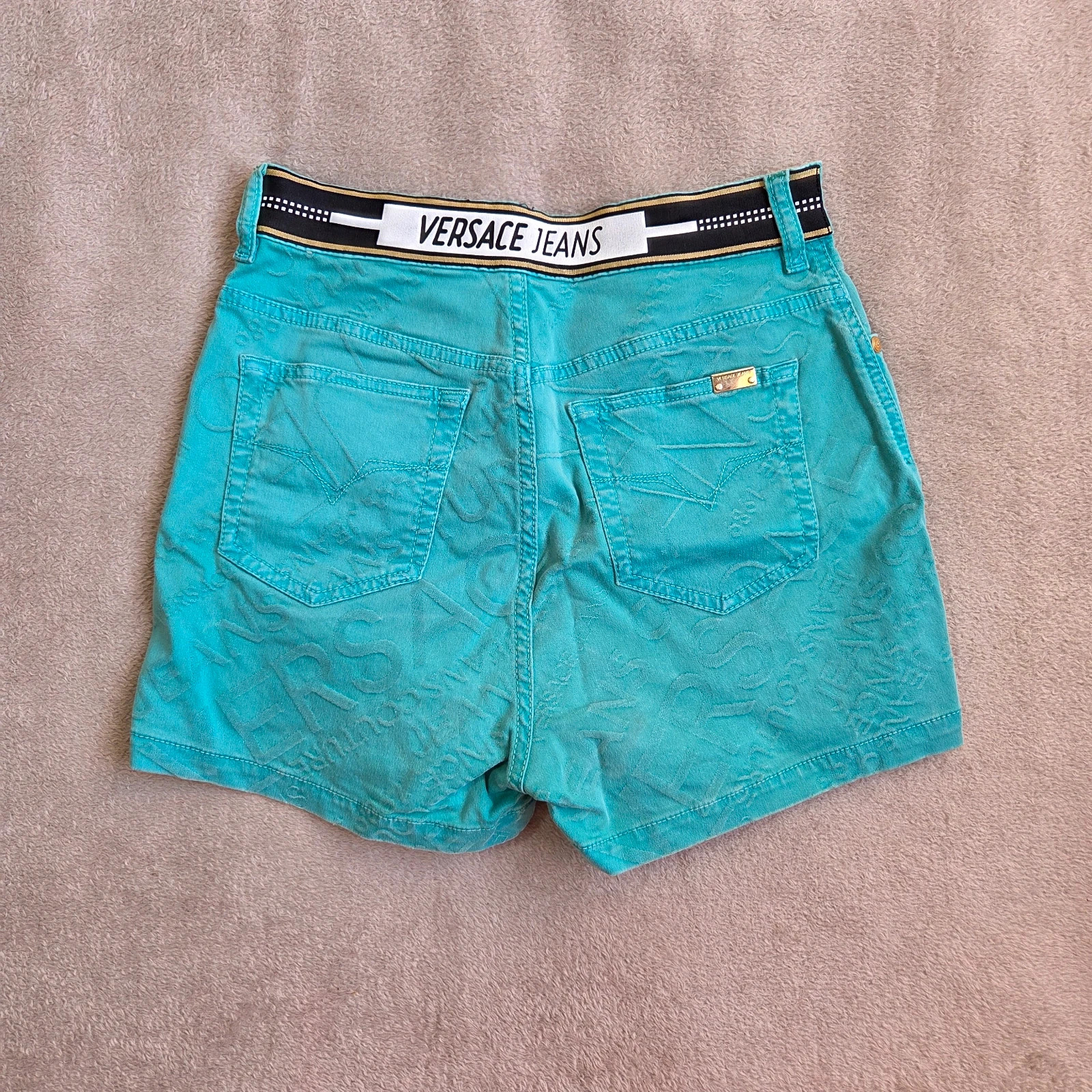 Short taille haute bleu turquoise versace taille M
