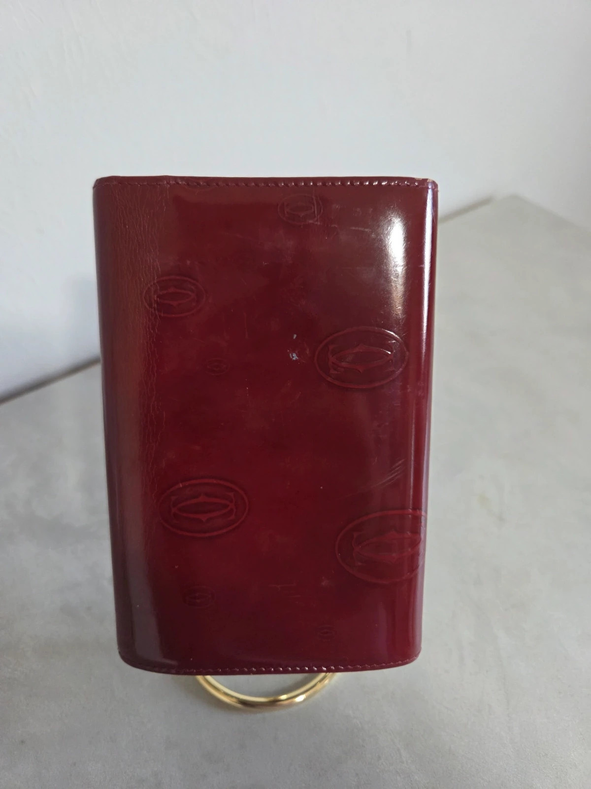 Porte monnaie wallet Cartier vintage happy birthday cuir vernis rouge bordeaux – Cartier 5