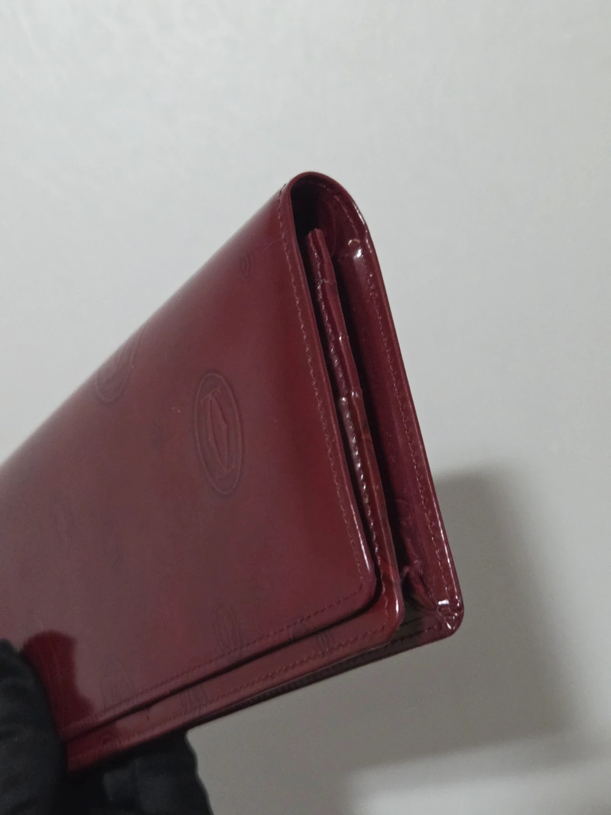 Porte monnaie wallet cartier full set boîte et carte d'authenticité cuir vernis bordeaux rouge – Cartier 5