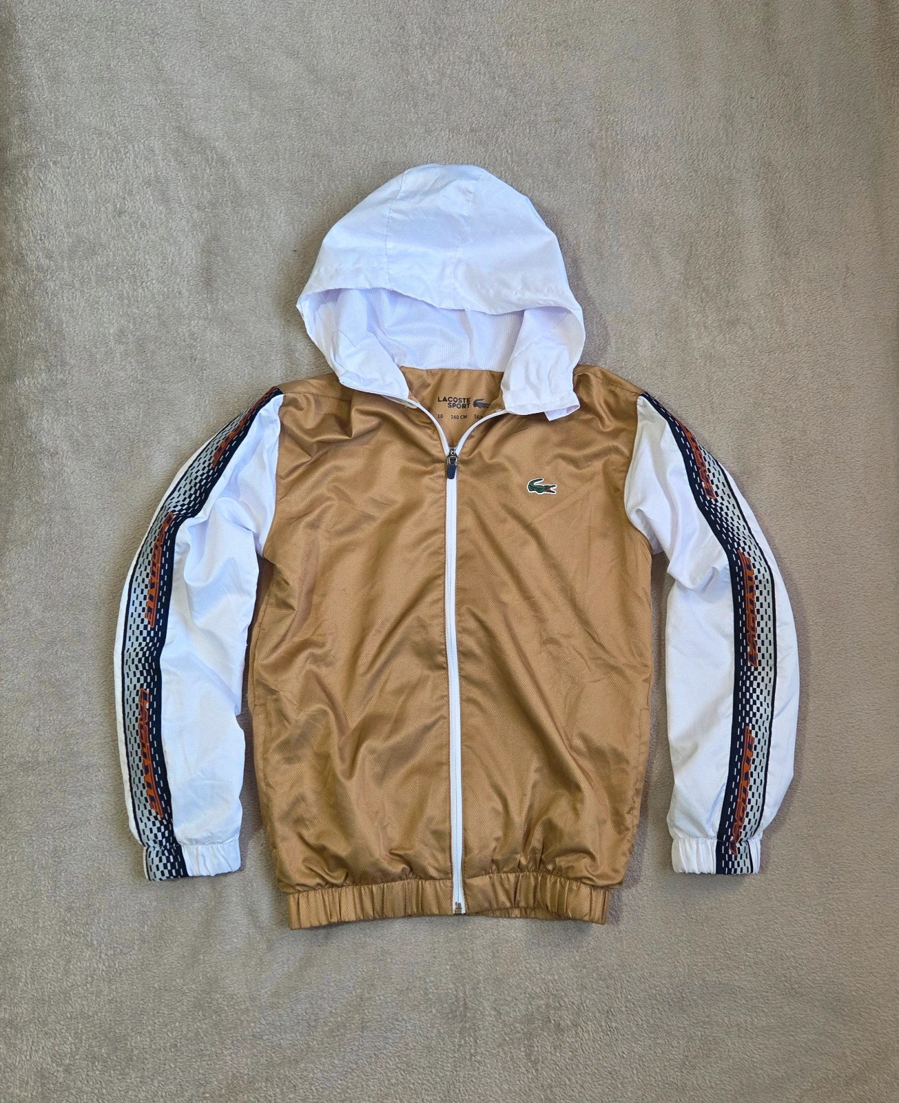 Veste zippé capuche survêtement jogging coupe vent Lacoste enfant 10 ans