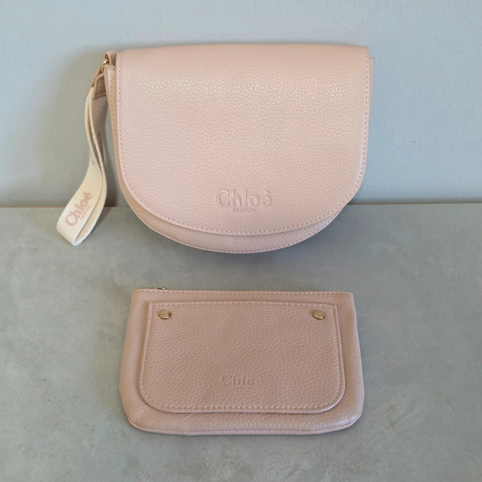 Lot 2 Pochettes trousses maquillage toilette chloé rose pâle – Chloé 5