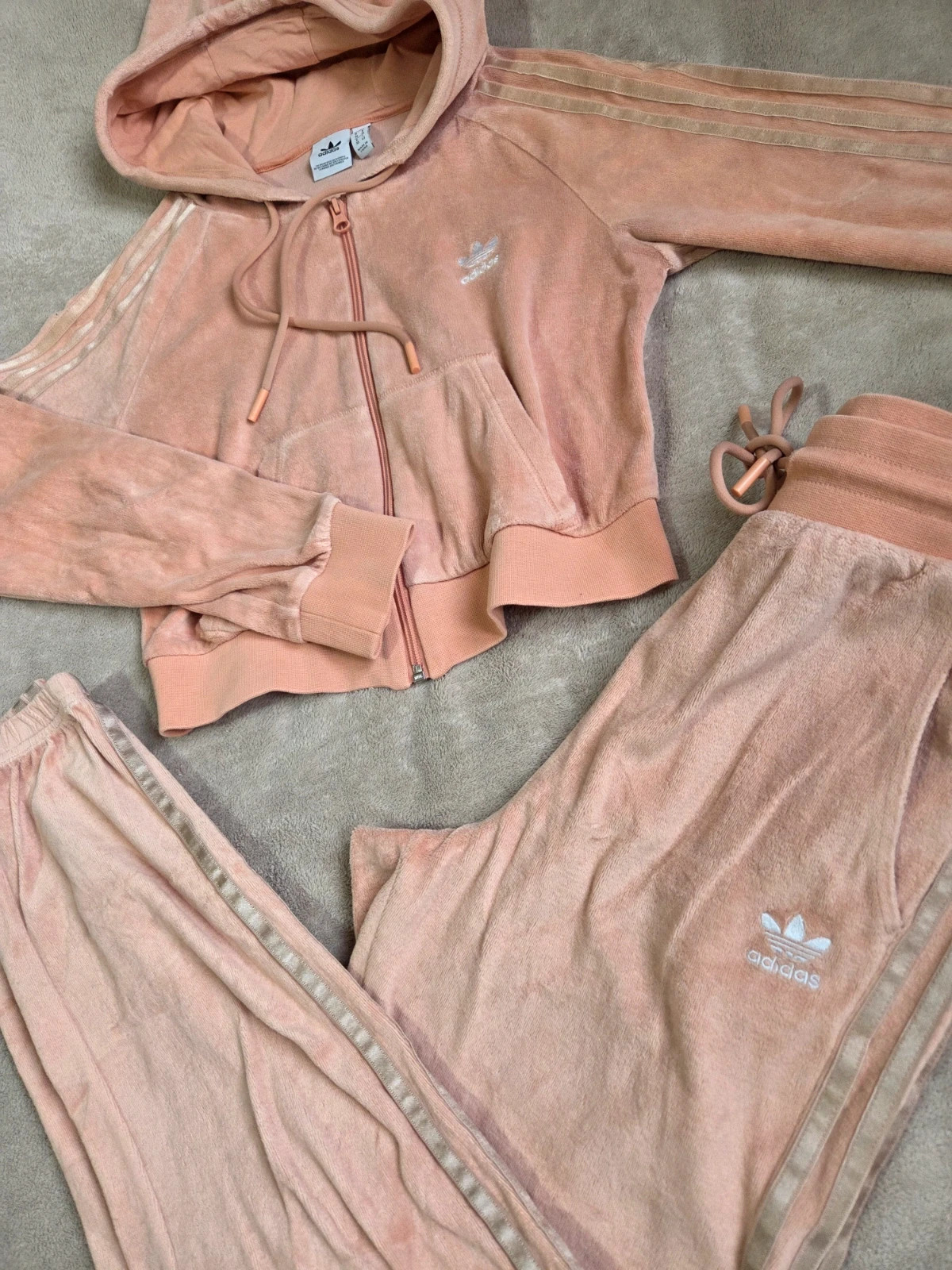 Ensemble survêtement jogging Adidas vintage velours abricot taille 36 S – adidas – taille S / 36 / 8 2
