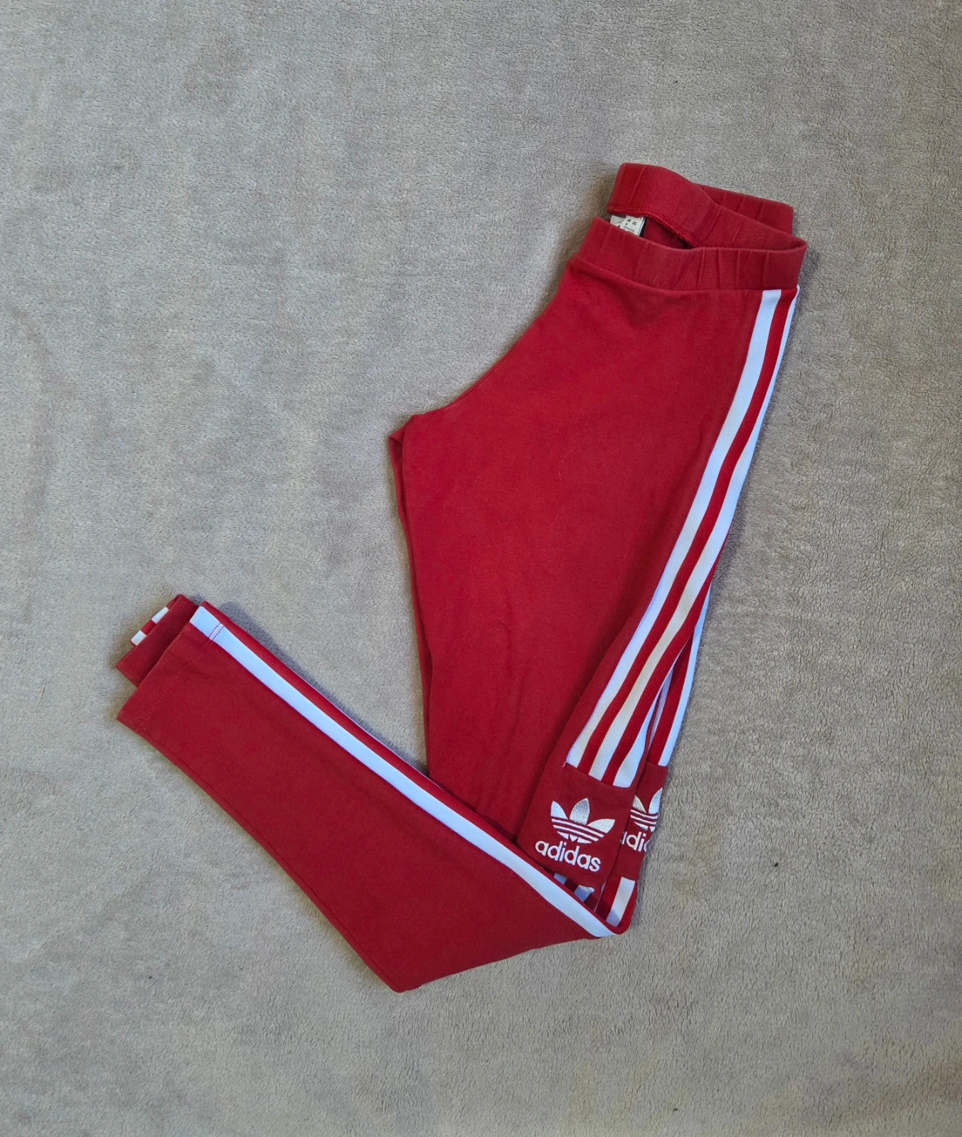 Leggings pantalon sport taille S Adidas rouge blanc – adidas – taille S / 36 / 8