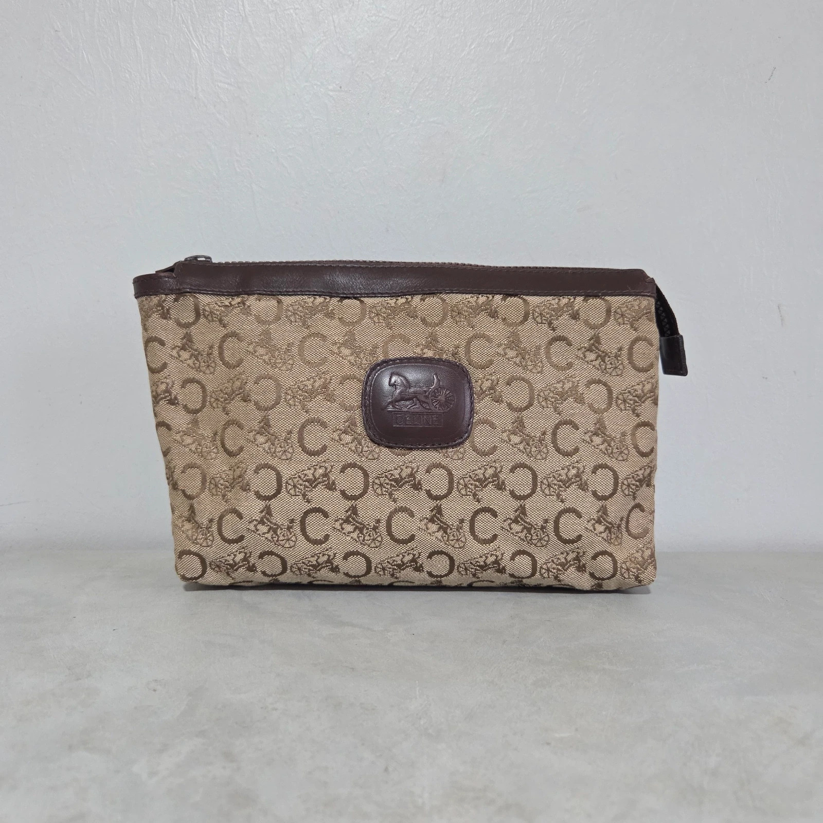 Pochette trousse CELINE vintage excellent état toile cuir