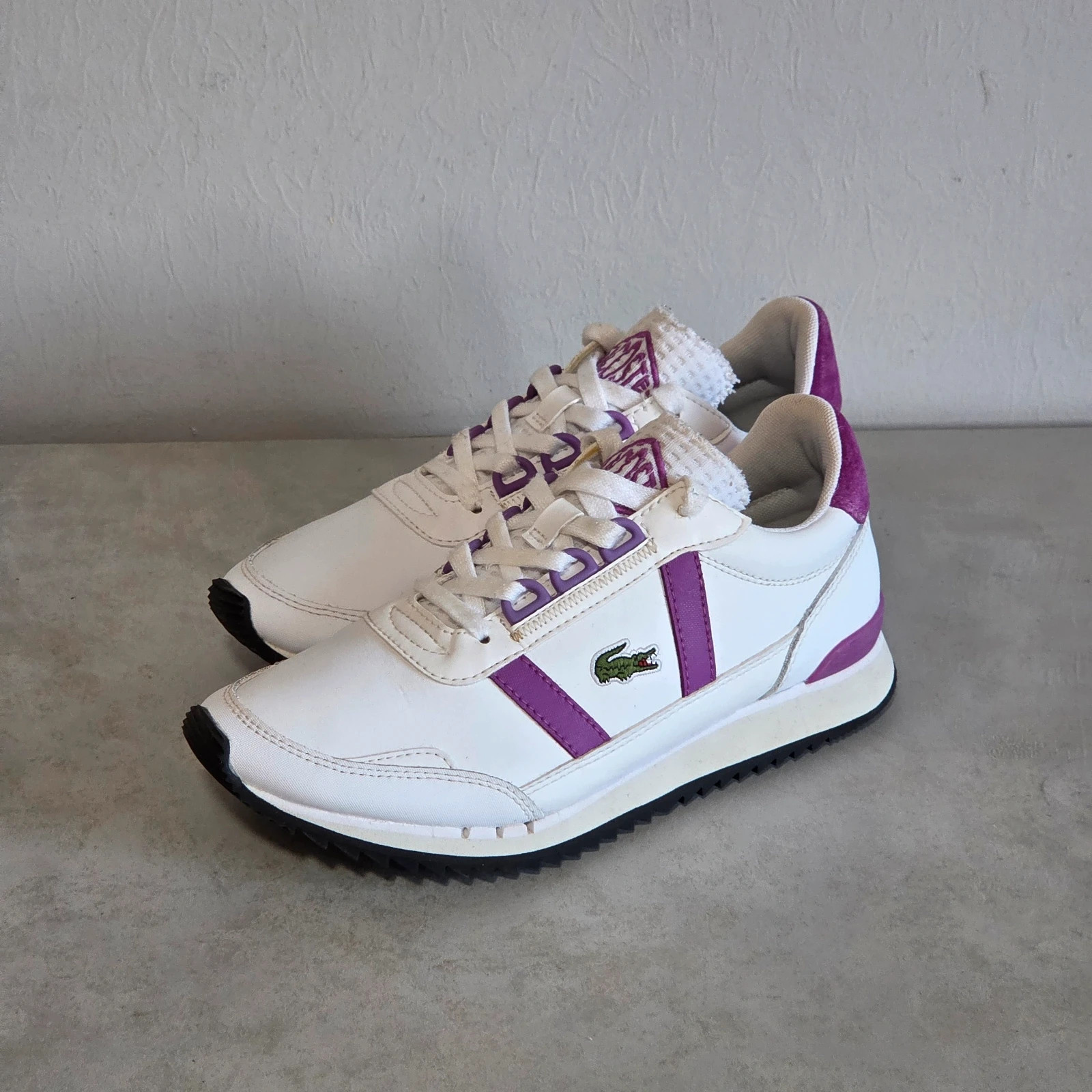Sneakers basket trainers Lacoste blanc violet femme taille 36
