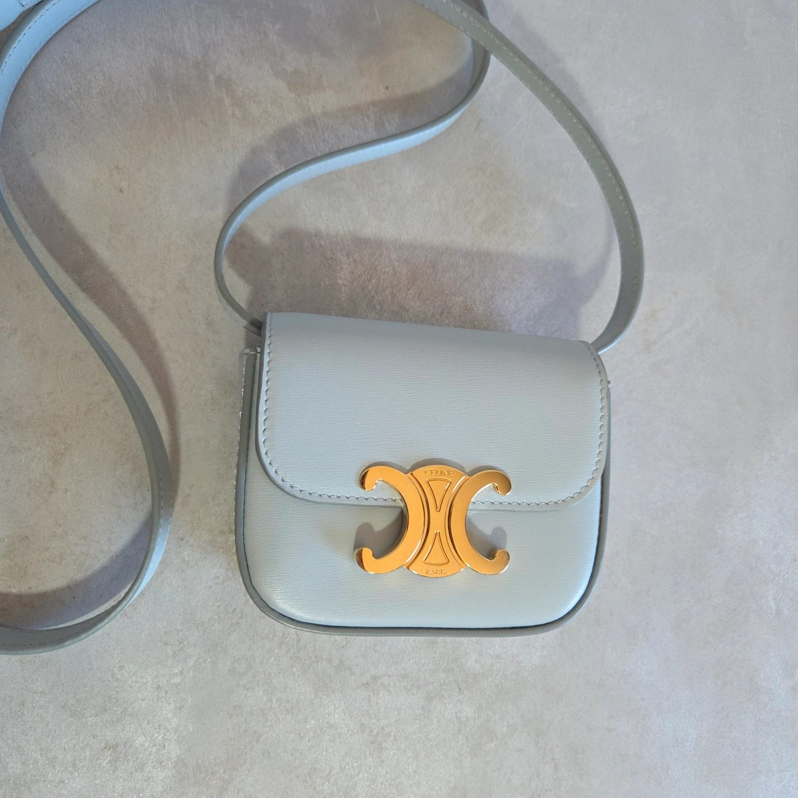 Sac a main bandoulière Céline neuf bleu gris bijouterie doré triomphe – CELINE 4