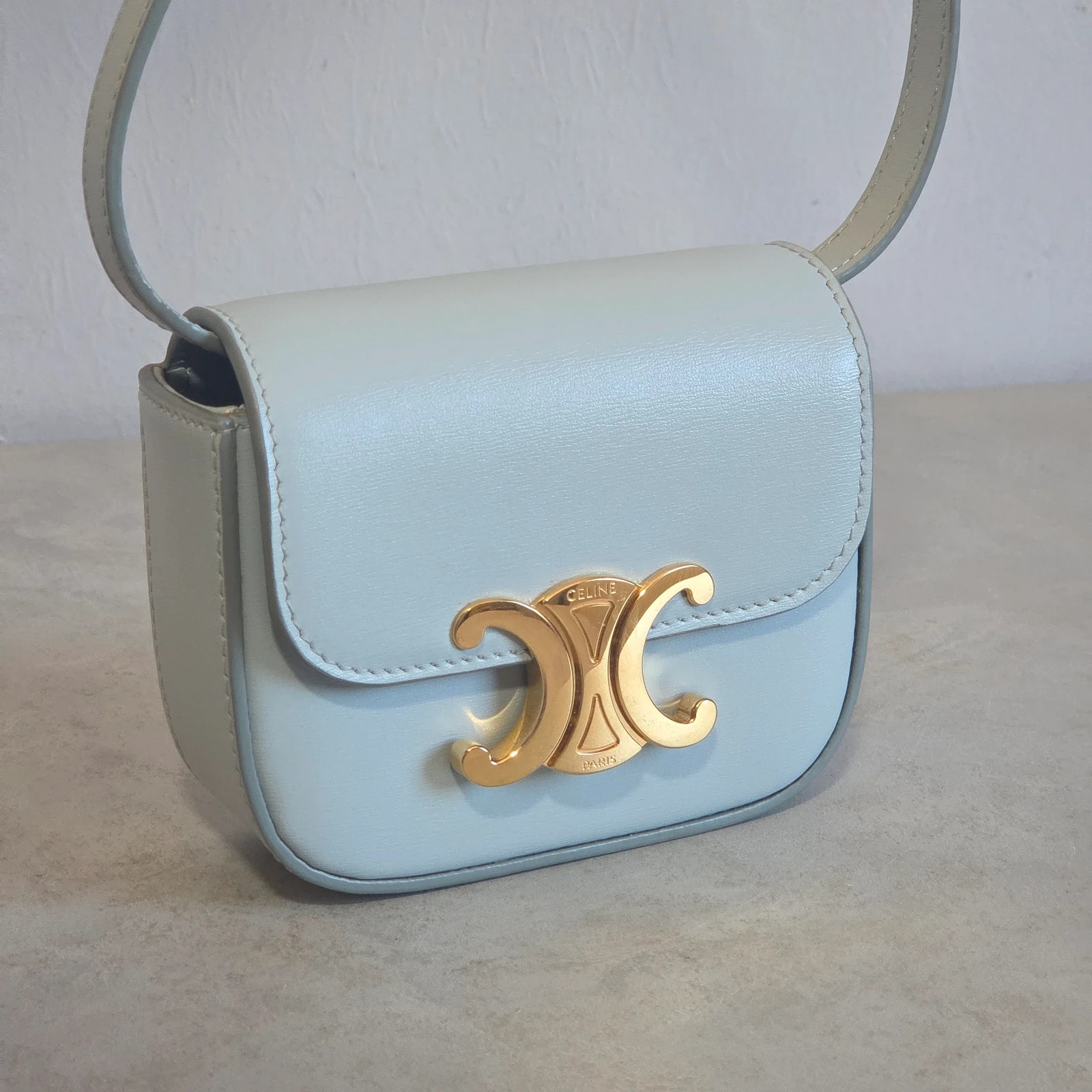 Sac a main bandoulière Céline neuf bleu gris bijouterie doré triomphe – CELINE 3