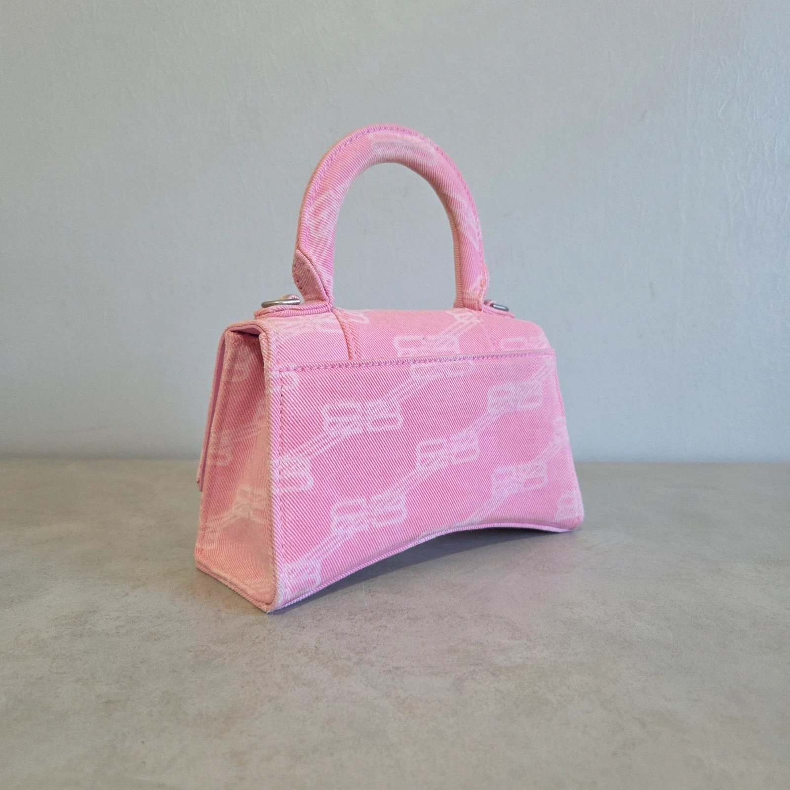 Sac a main bandoulière amovible balenciaga hourglass rose denim – Balenciaga 5