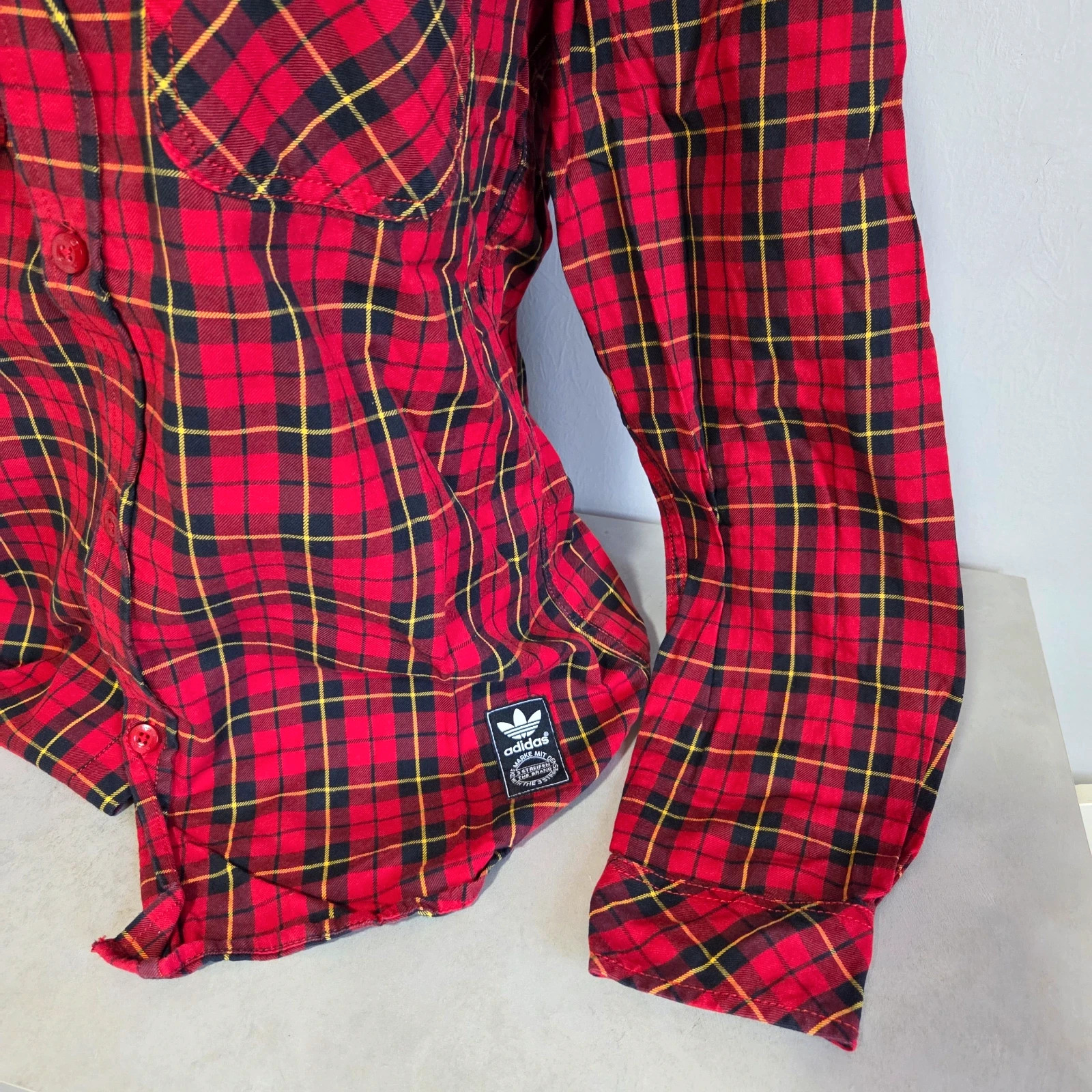 Veste chemise chemisier a carreaux écossais vintage Adidas manches longue rouge taille M – adidas – taille M / 38 / 10 2