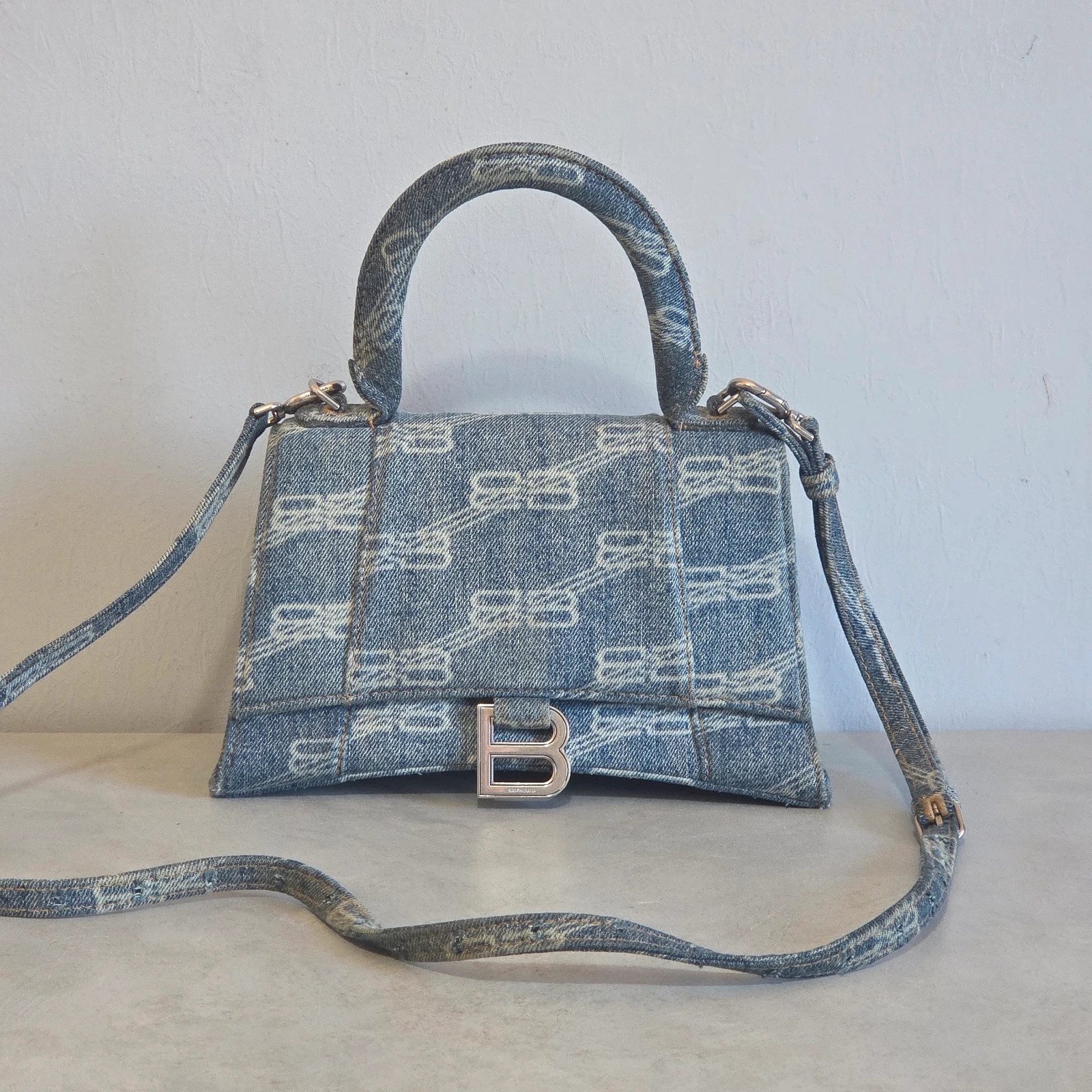 Sac a main bandoulière Balenciaga hourglass denim bleu – Balenciaga 2