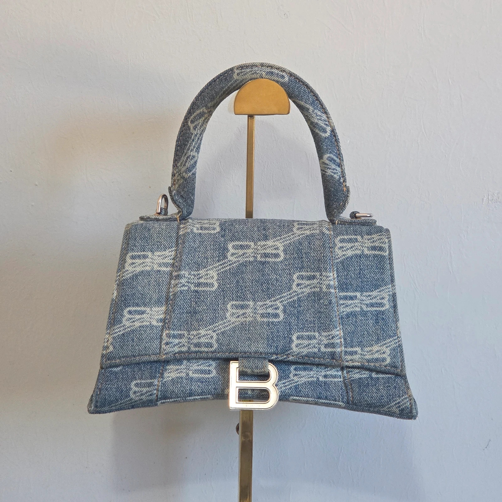 Sac a main bandoulière Balenciaga hourglass denim bleu – Balenciaga 3