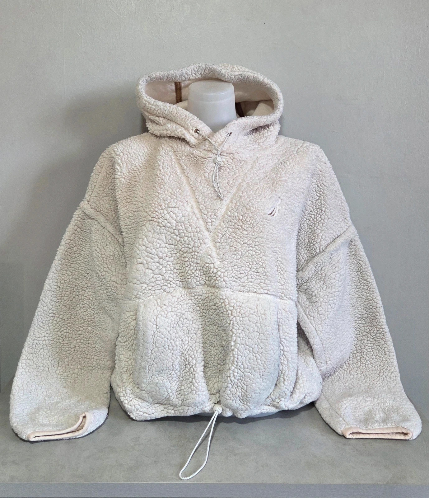 Pull sweat woody col zippé camionneur nautica taille L blanc crème