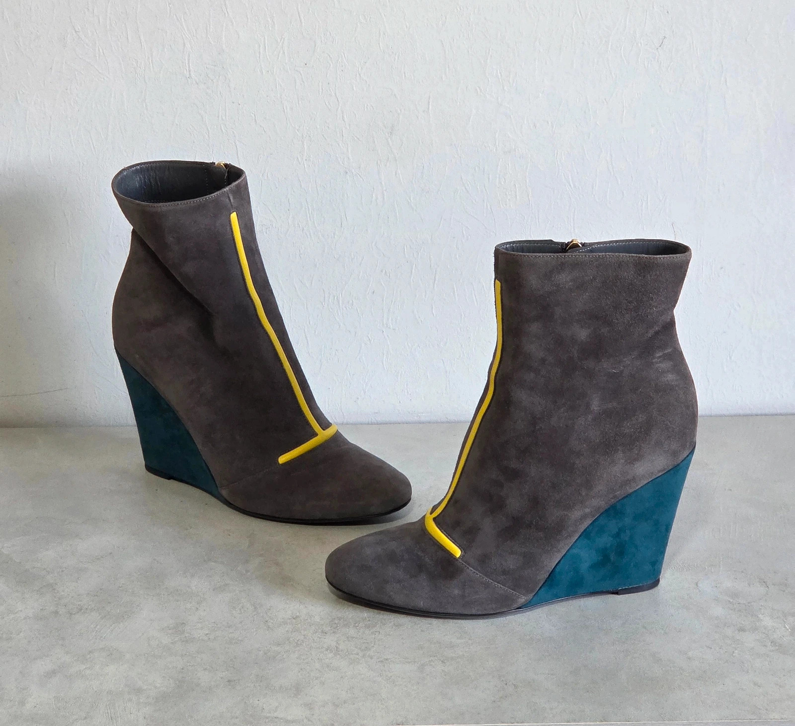 Botte bottine daim suede Fendi vintage talons compenser taille 38,5 – Fendi – taille 38.5 2