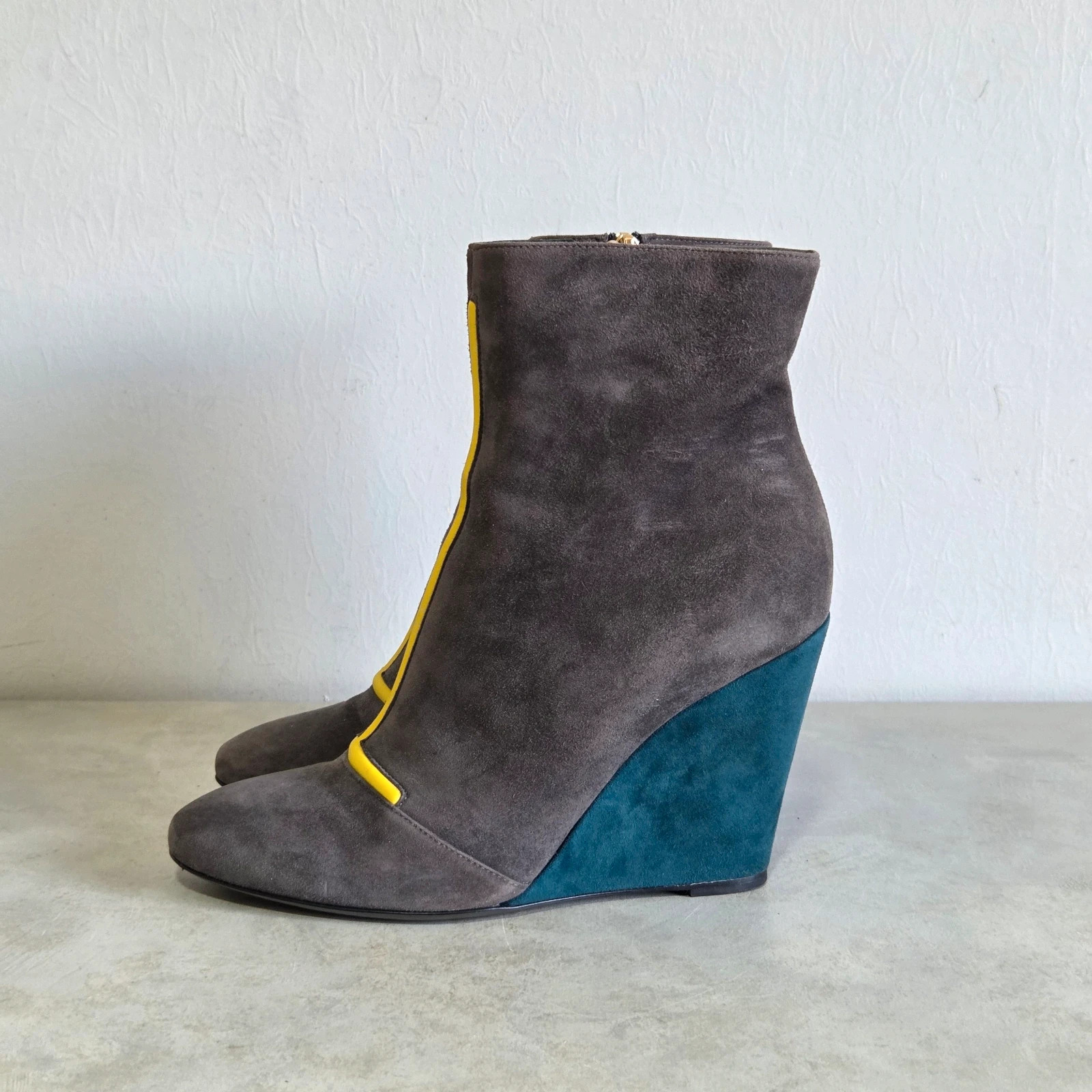 Botte bottine daim suede Fendi vintage talons compenser taille 38,5 – Fendi – taille 38.5 5