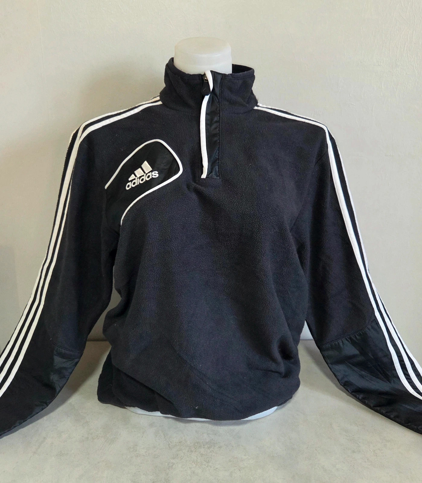 Pull sweat woody veste col zippé camionneur Adidas vintage polaire taille S/M noir blanc – adidas – taille M / 38 / 10 2