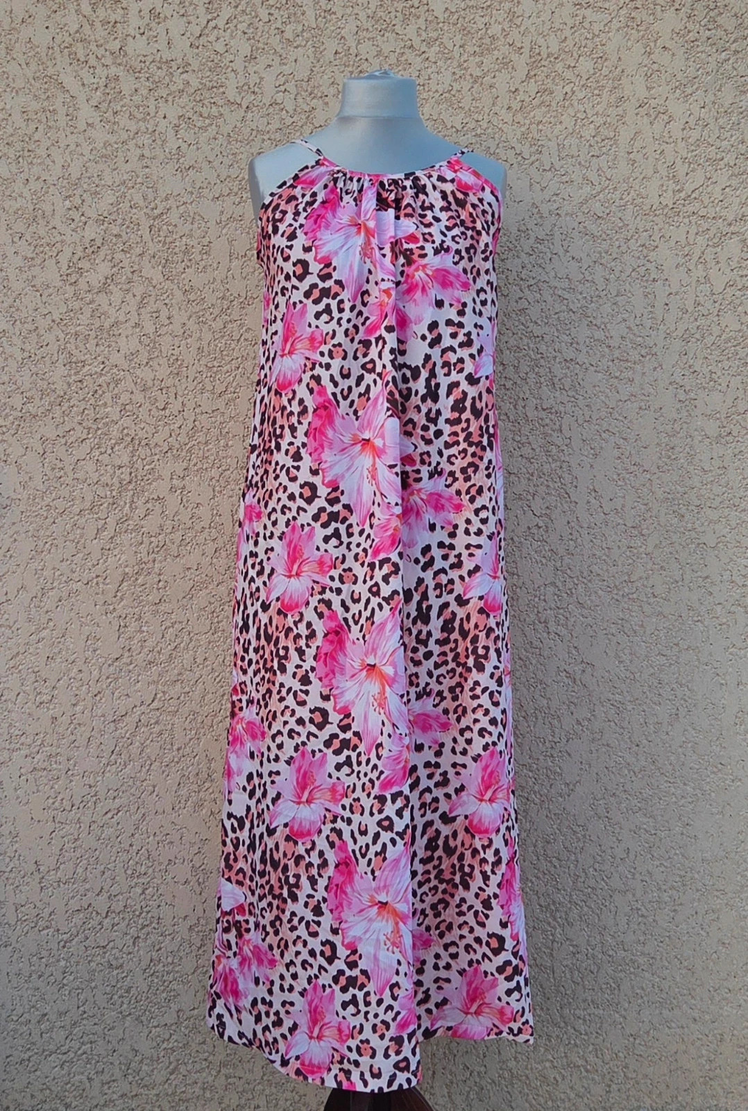 Robe longue dos nue neuf taille S/M léopard fleur rose – taille M / 38 / 10 4