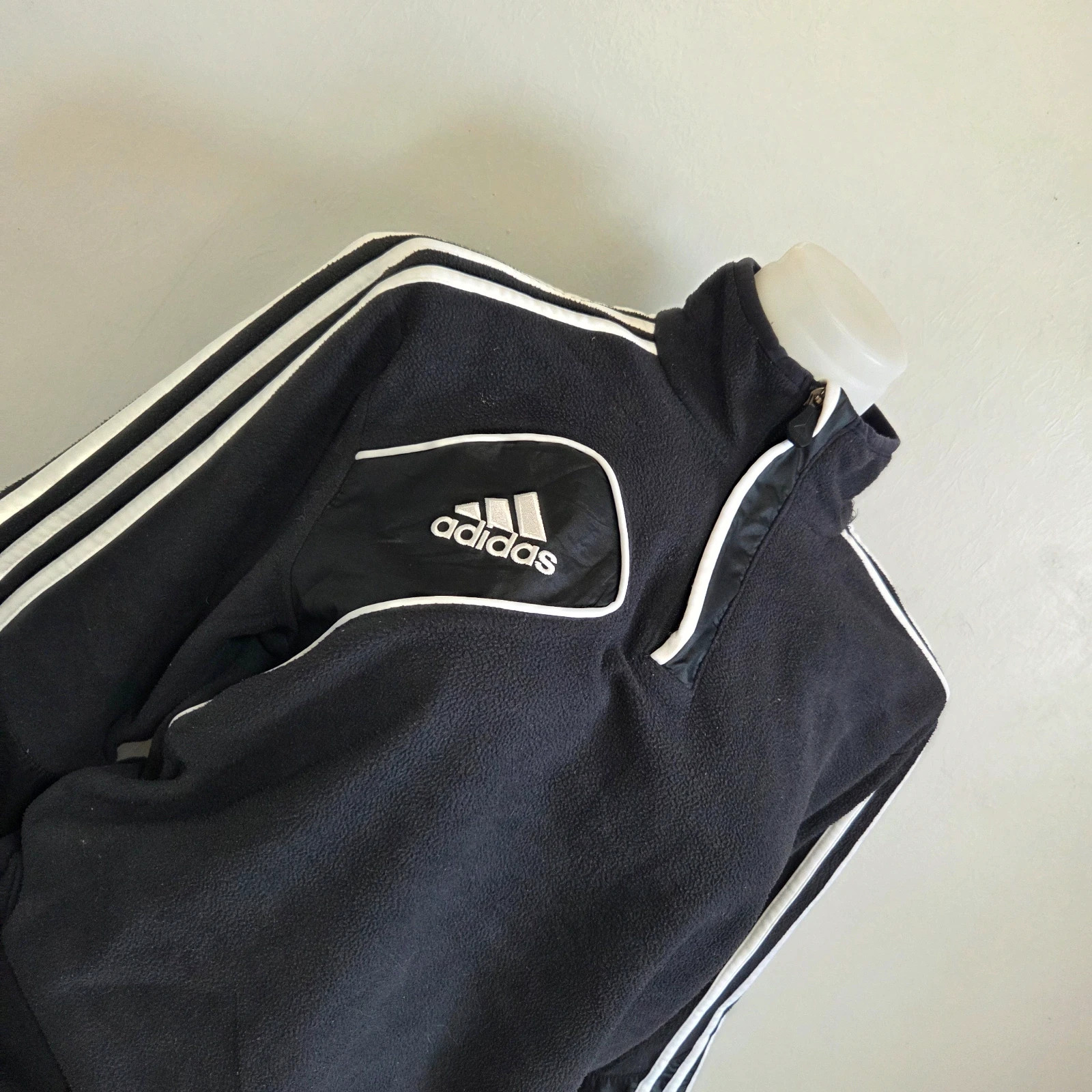 Pull sweat woody veste col zippé camionneur Adidas vintage polaire taille S/M noir blanc – adidas – taille M / 38 / 10 3