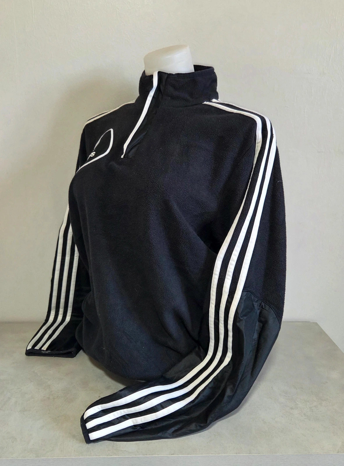 Pull sweat woody veste col zippé camionneur Adidas vintage polaire taille S/M noir blanc – adidas – taille M / 38 / 10 4
