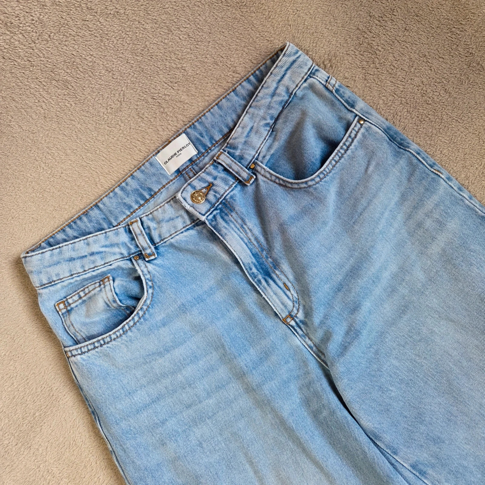 Jeans denim coupe droite taille haute M/38 Claudie Pierlot – Claudie Pierlot – taille M / 38 / 10 5