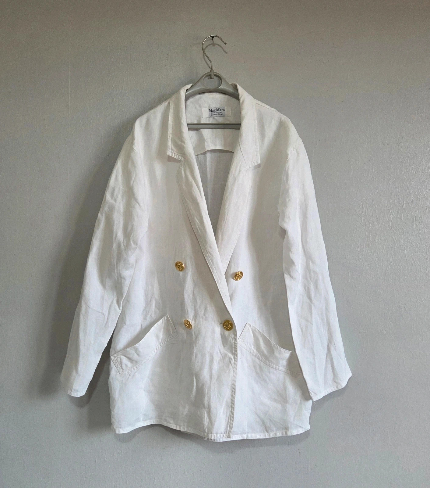 Veste taille blazer Max Mara 100% lin blanc taille L/40 – Max Mara – taille L / 40 / 12 3