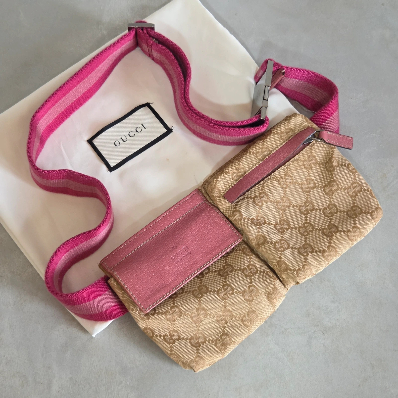Sacoche sac banane ceinture gucci vintage rose beige