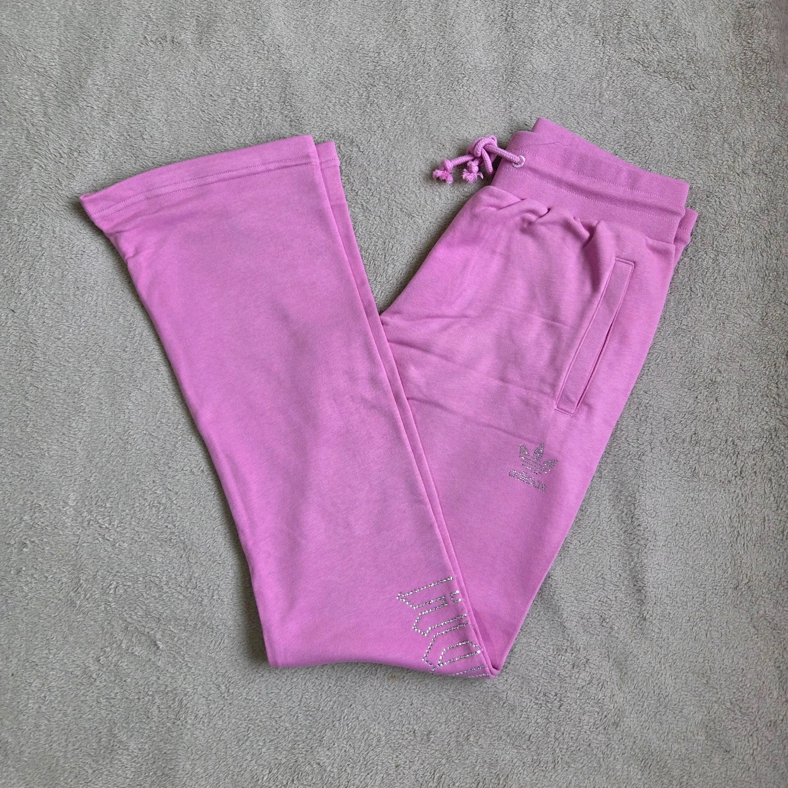 Pantalon adidas survêtement jogging Adidas jambe large diamant strass rose neuf taille L 40 – adidas – taille L / 40 / 12