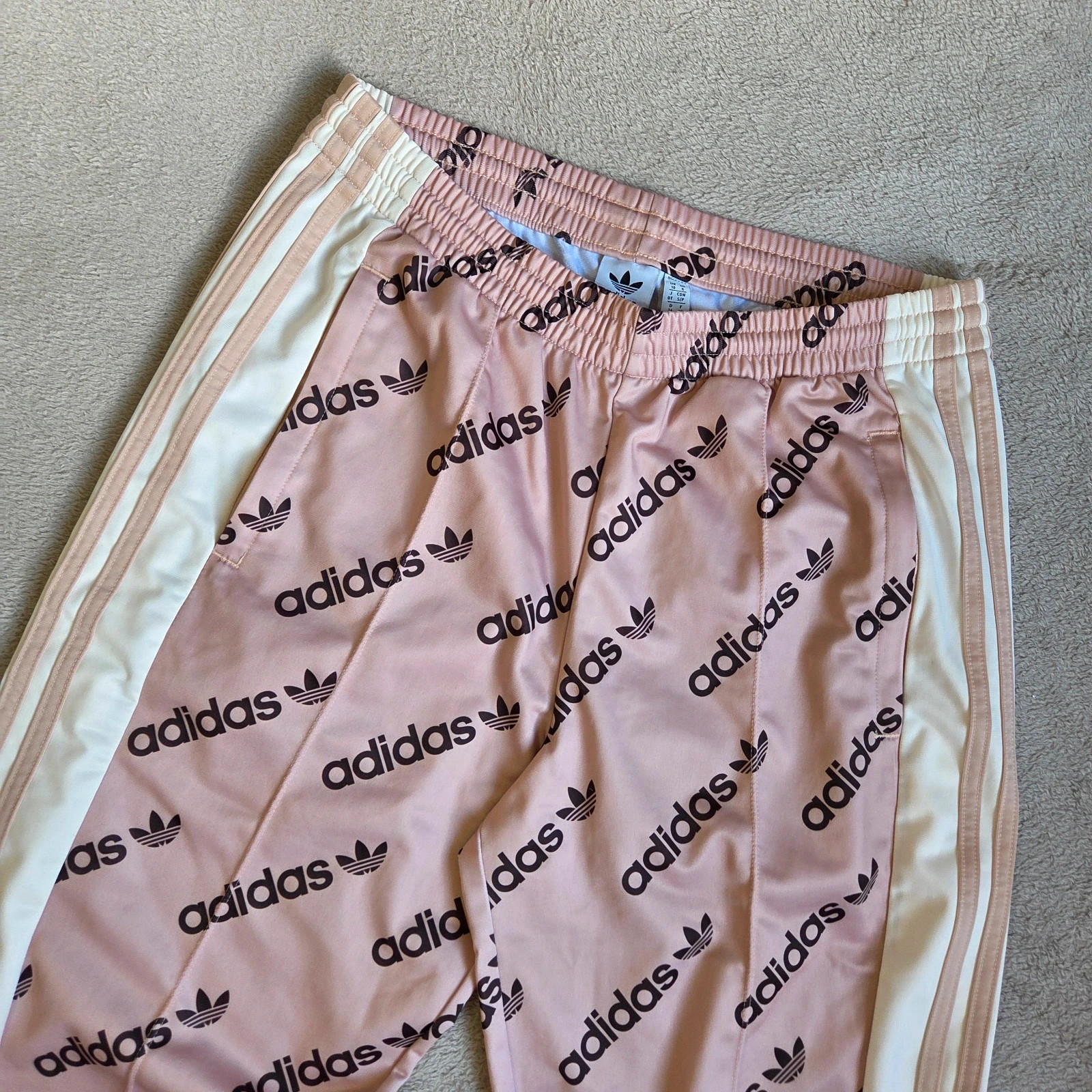 Pantalon survêtement jogging Adidas motif bouton pression neuf taille M 38 rose pale – adidas – taille M / 38 / 10 4