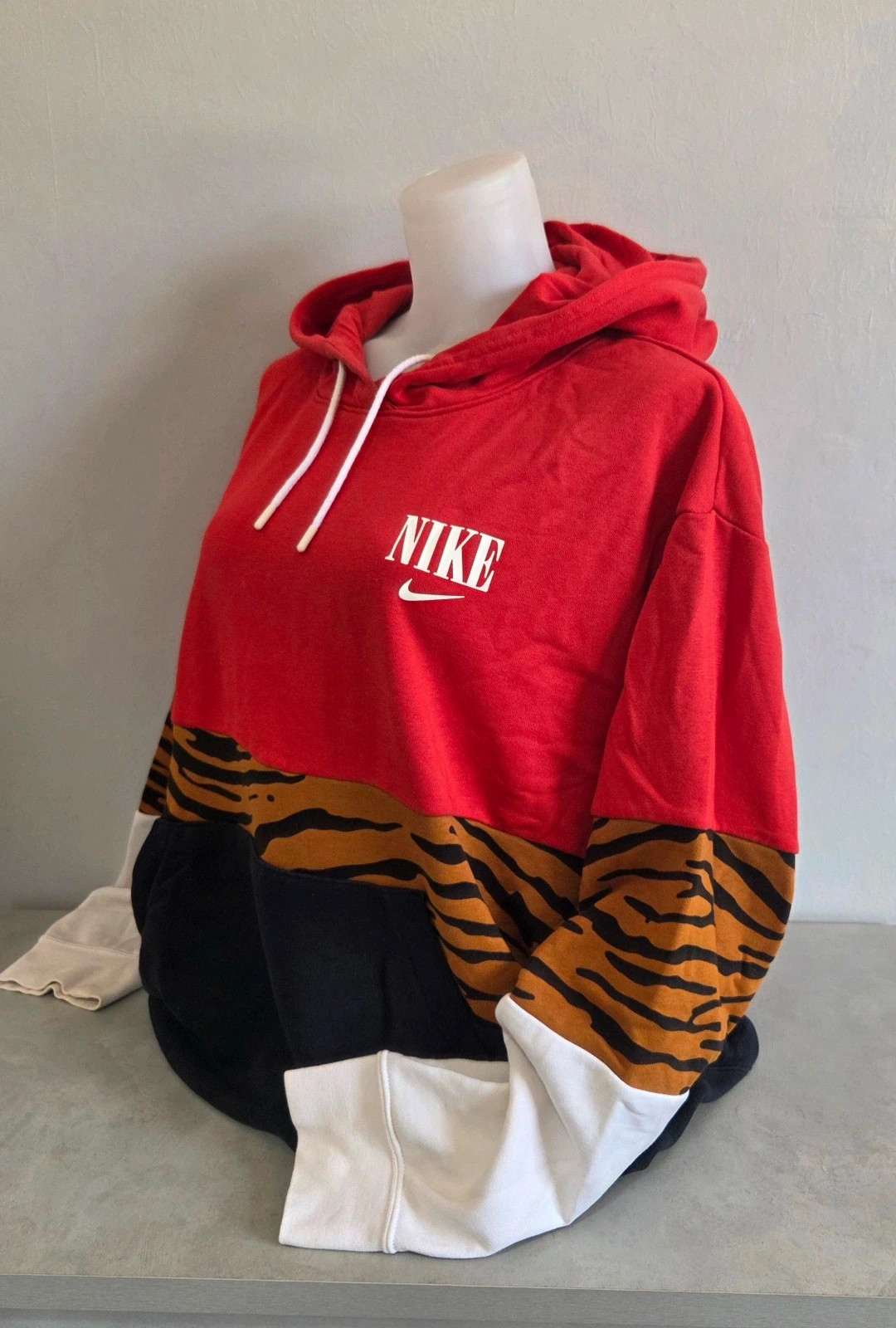 Pull sweat woody sweat-shirt capuche zèbre nike vintage taille XL oversize large